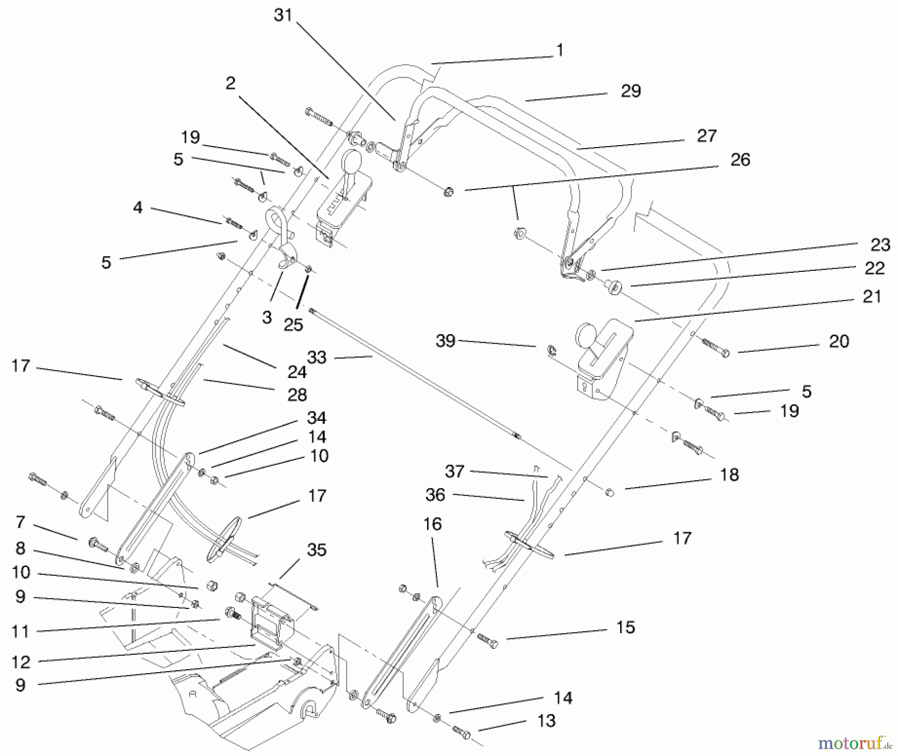  Rasenmäher 22158 - Toro Recycler Rear Bagger Mower (SN: 9900001 - 9999999) (1999) HANDLE ASSEMBLY