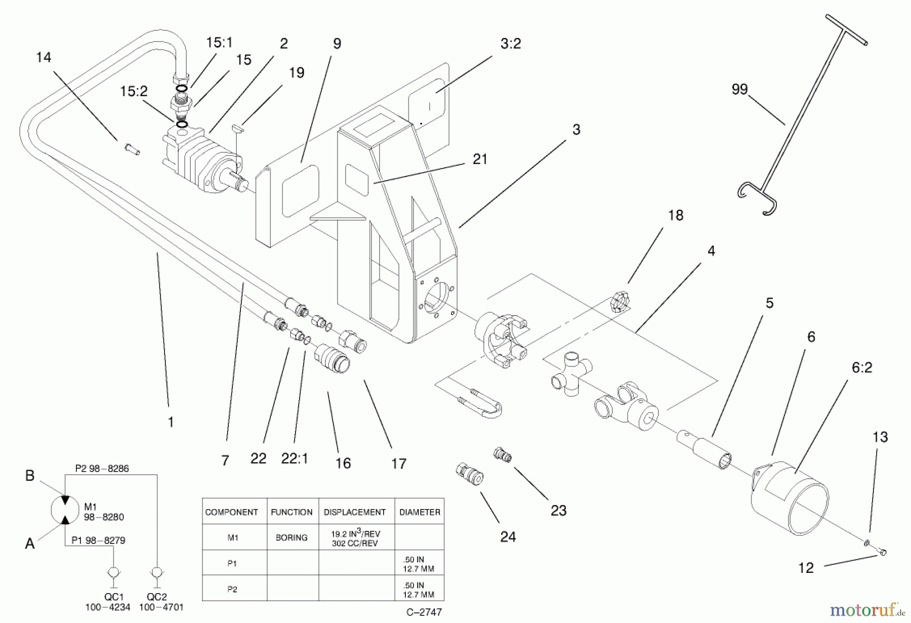  Compact Utility Attachments 22420 - Toro Bore Drive Head Attachment, Dingo Compact Utility Loader (SN: 200000001 - 200999999) (2000) BORE DRIVE HEAD ASSEMBLY