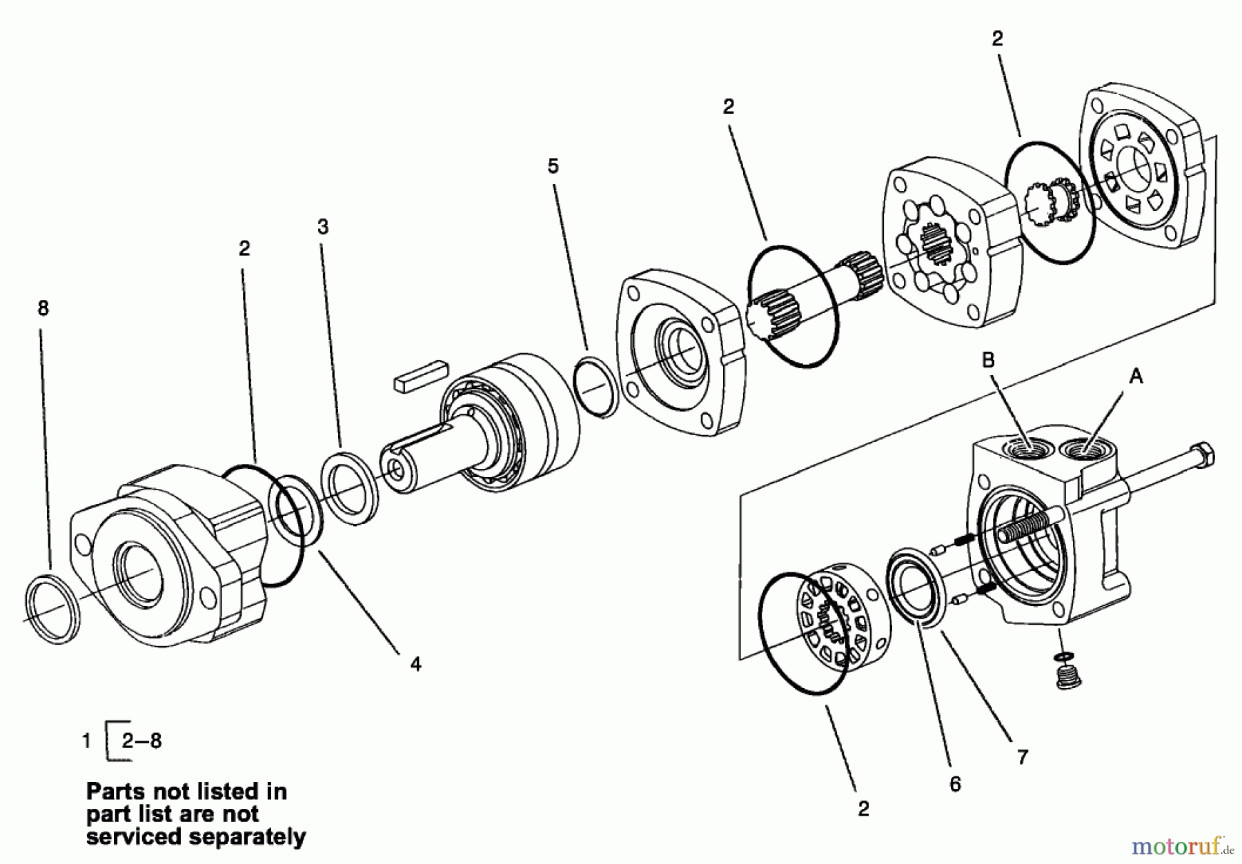  Compact Utility Attachments 22420 - Toro Bore Drive Head Attachment, Dingo Compact Utility Loader (SN: 220000001 - 220999999) (2002) HYDRAULIC MOTOR ASSEMBLY NO. 98-8280