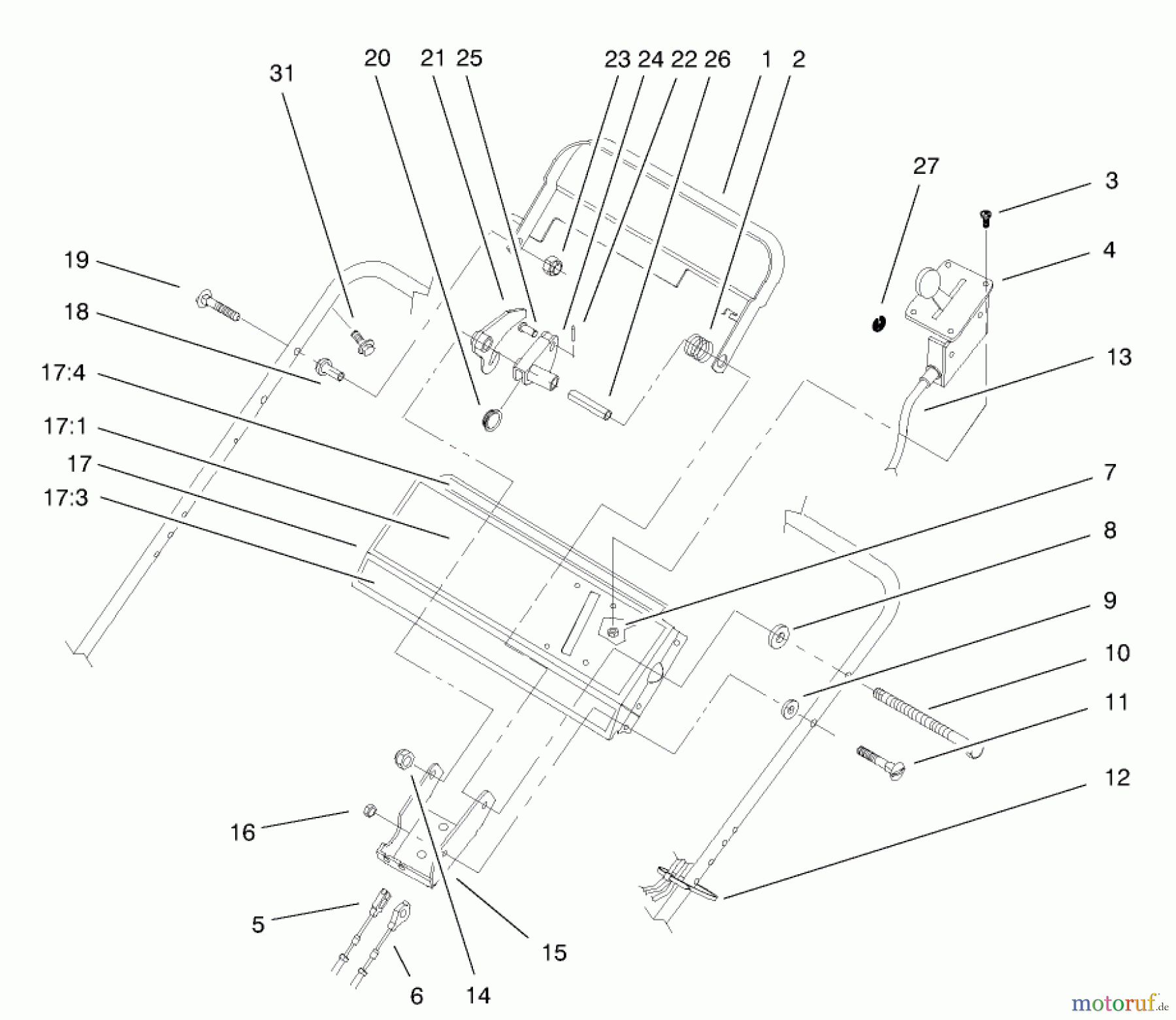  Rasenmäher 22162 - Toro Recycler Mower (SN: 200000001 - 200999999) (2000) HANDLE CONTROL ASSEMBLY