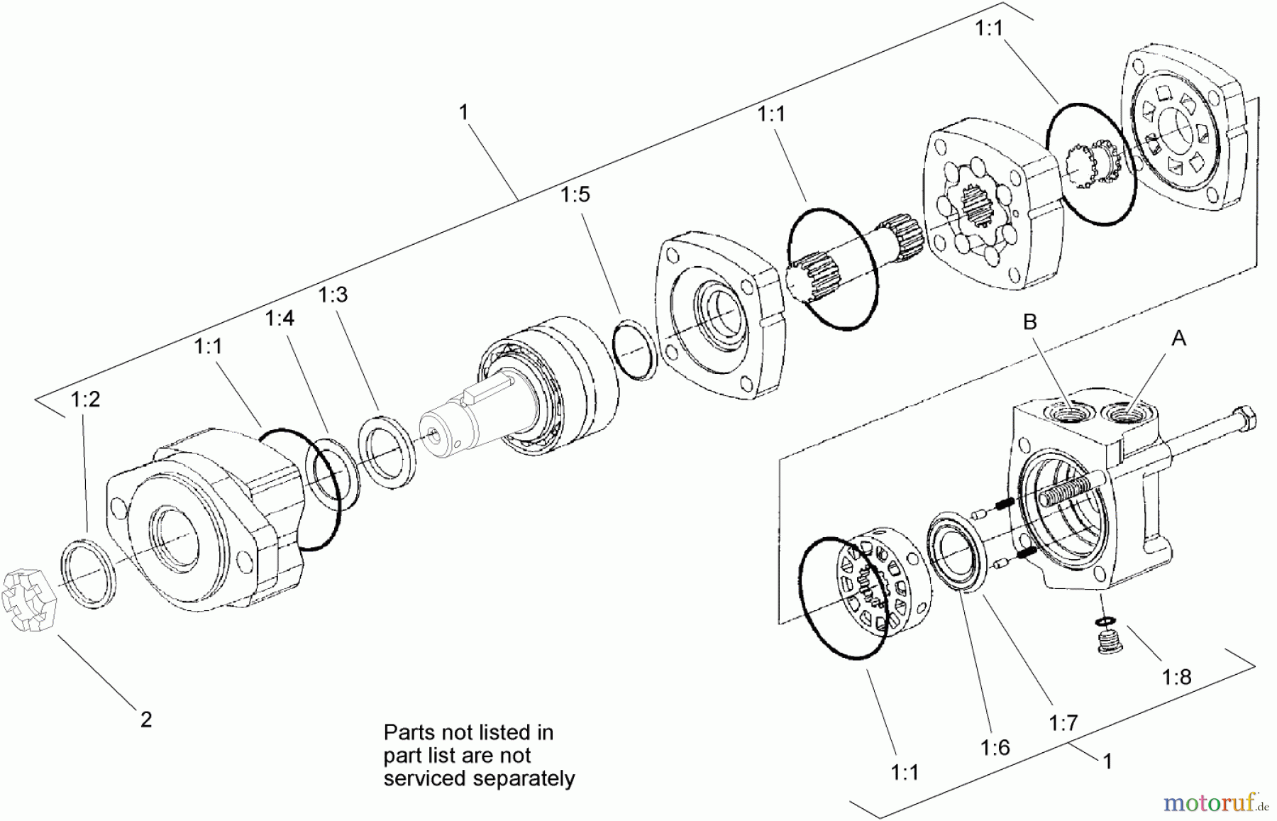  Compact Utility Attachments 22420 - Toro Bore Drive Head Attachment, Dingo Compact Utility Loader (SN: 314000001 - 314999999) (2014) HYDRAULIC MOTOR ASSEMBLY NO. 98-8280