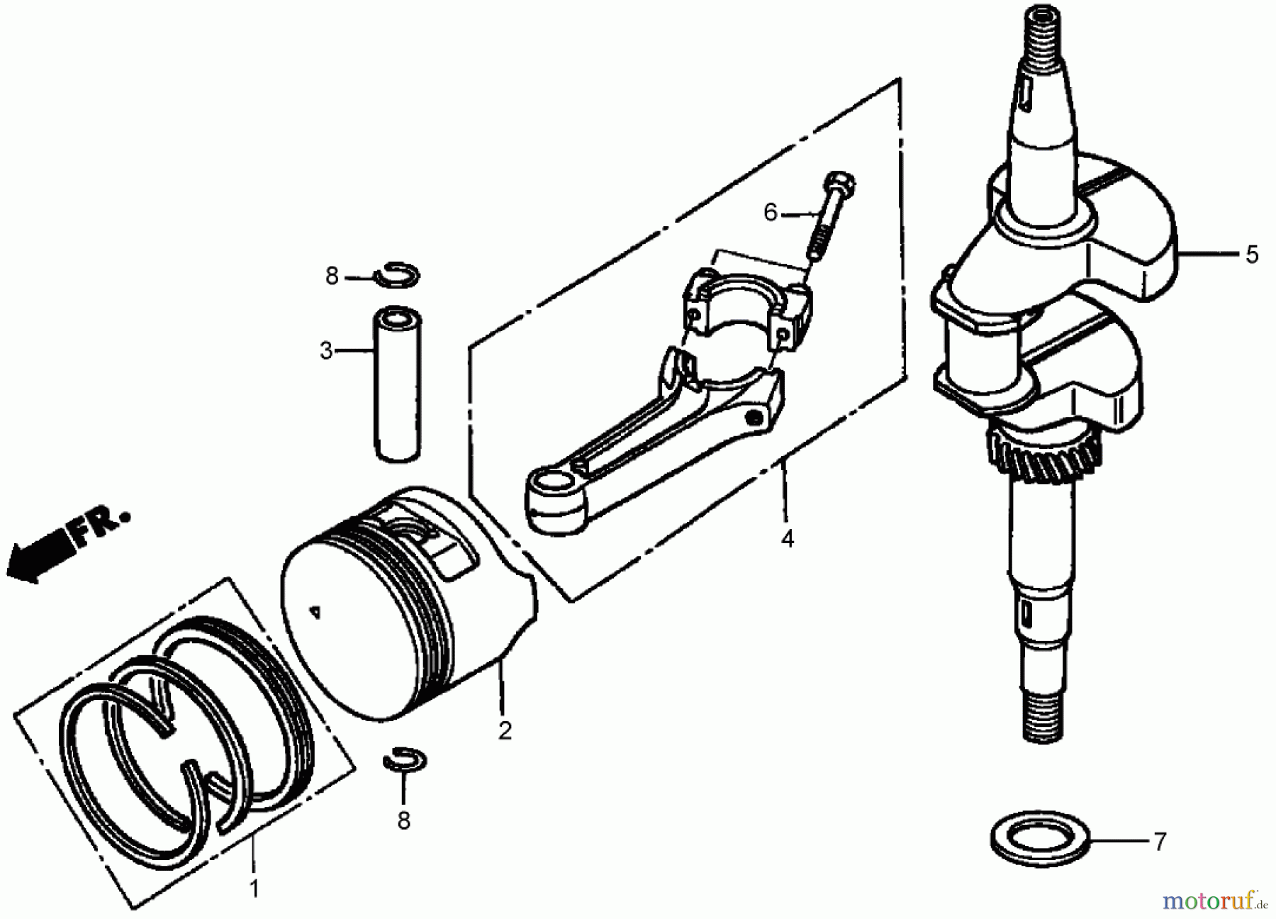  Rasenmäher 22168TE - Toro 53cm Heavy-Duty Recycler Mower (SN: 250000001 - 250999999) (2005) CRANKSHAFT AND PISTON ASSEMBLY HONDA GXV160A1 T1AH