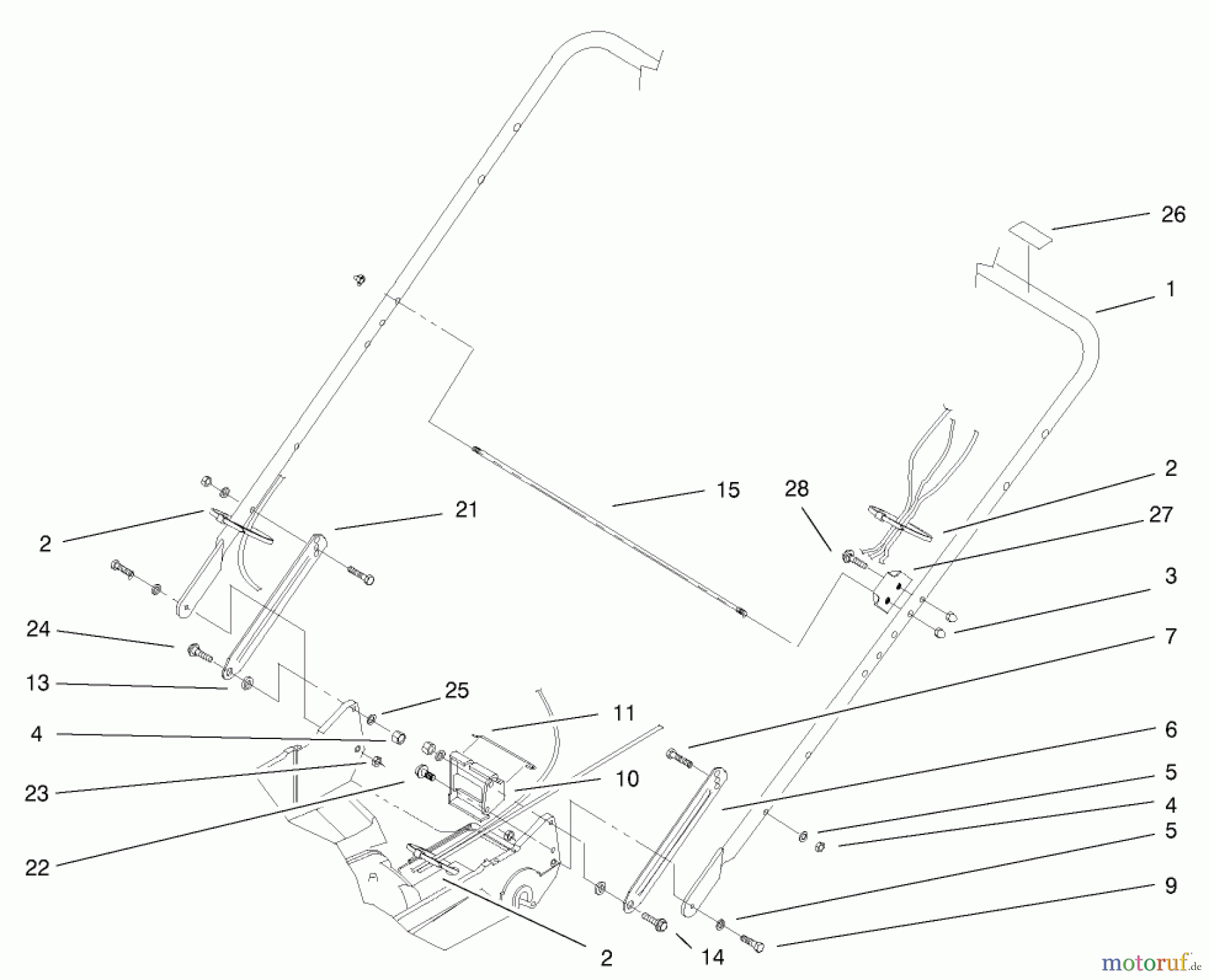  Rasenmäher 22168TE - Toro 53cm Heavy-Duty Recycler Mower (SN: 250000001 - 250999999) (2005) HANDLE AND HANDLE LATCH ASSEMBLY