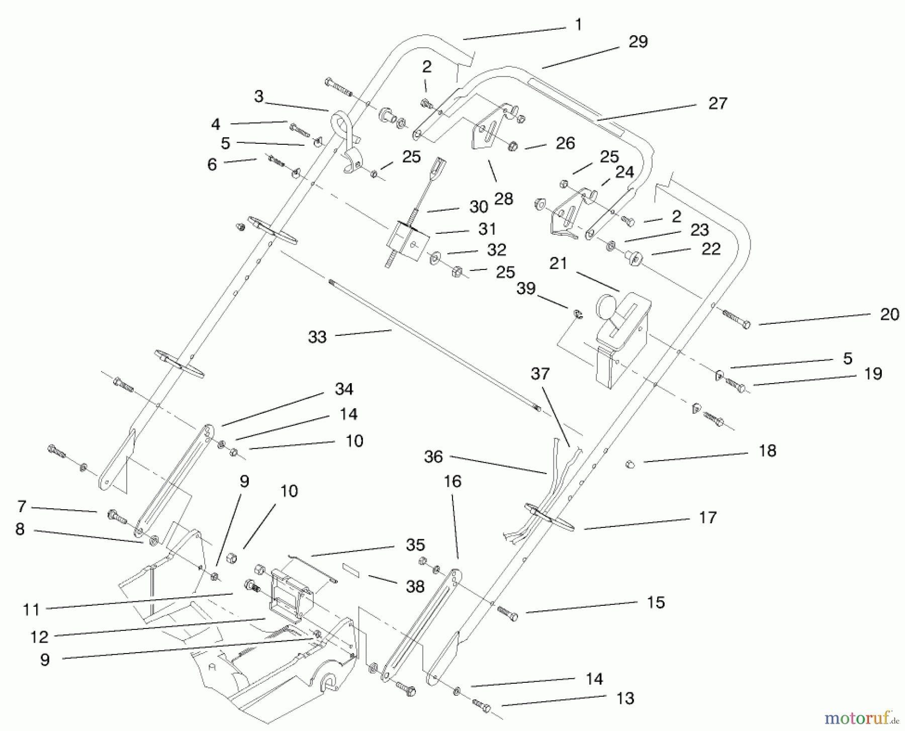  Rasenmäher 22171 - Toro Recycler Mower (SN: 200000001 - 200999999) (2000) HANDLE & CONTROLS ASSEMBLY