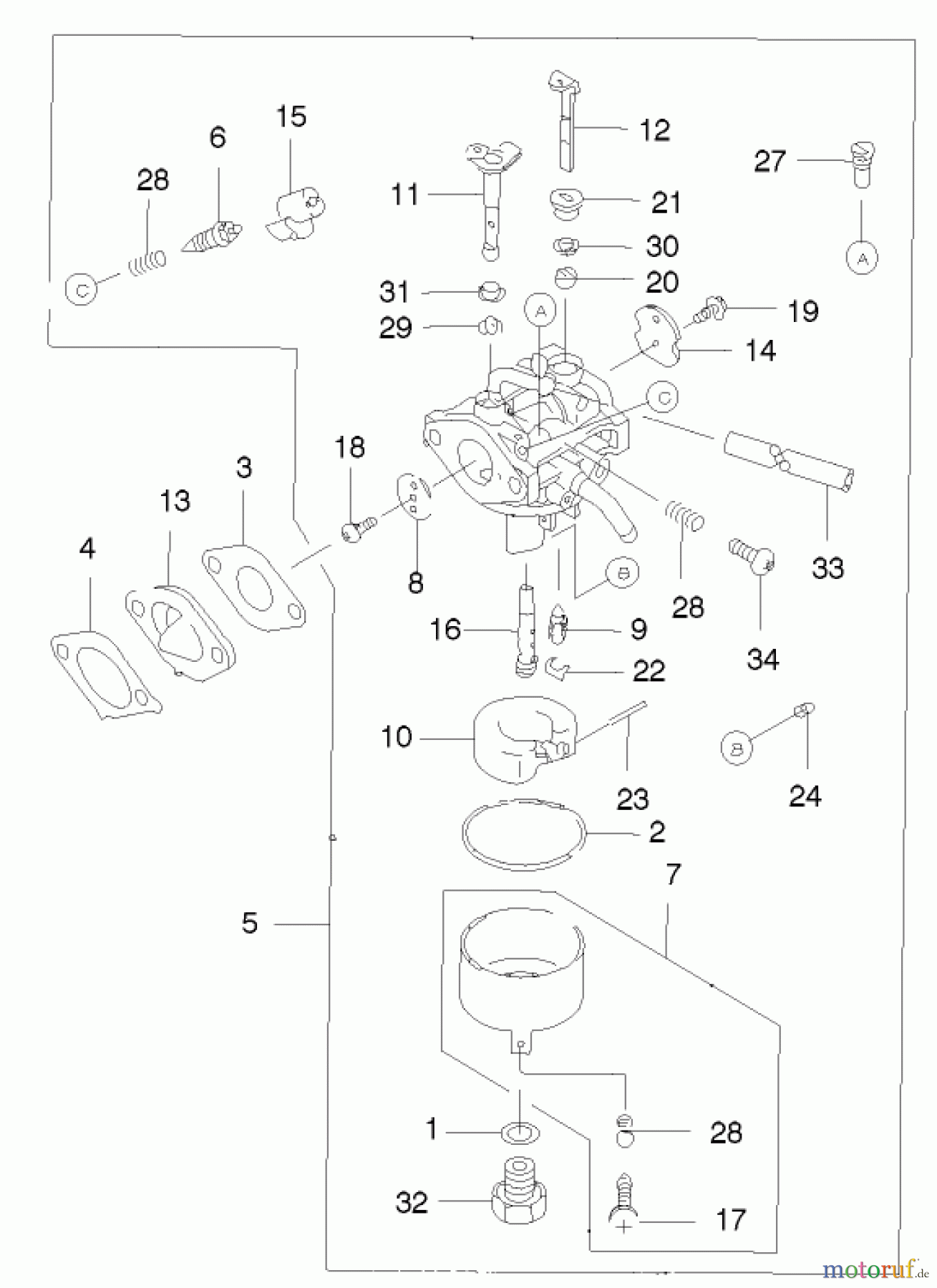  Rasenmäher 22171 - Toro Recycler Mower (SN: 230000001 - 230999999) (2003) CARBURETOR ASSEMBLY