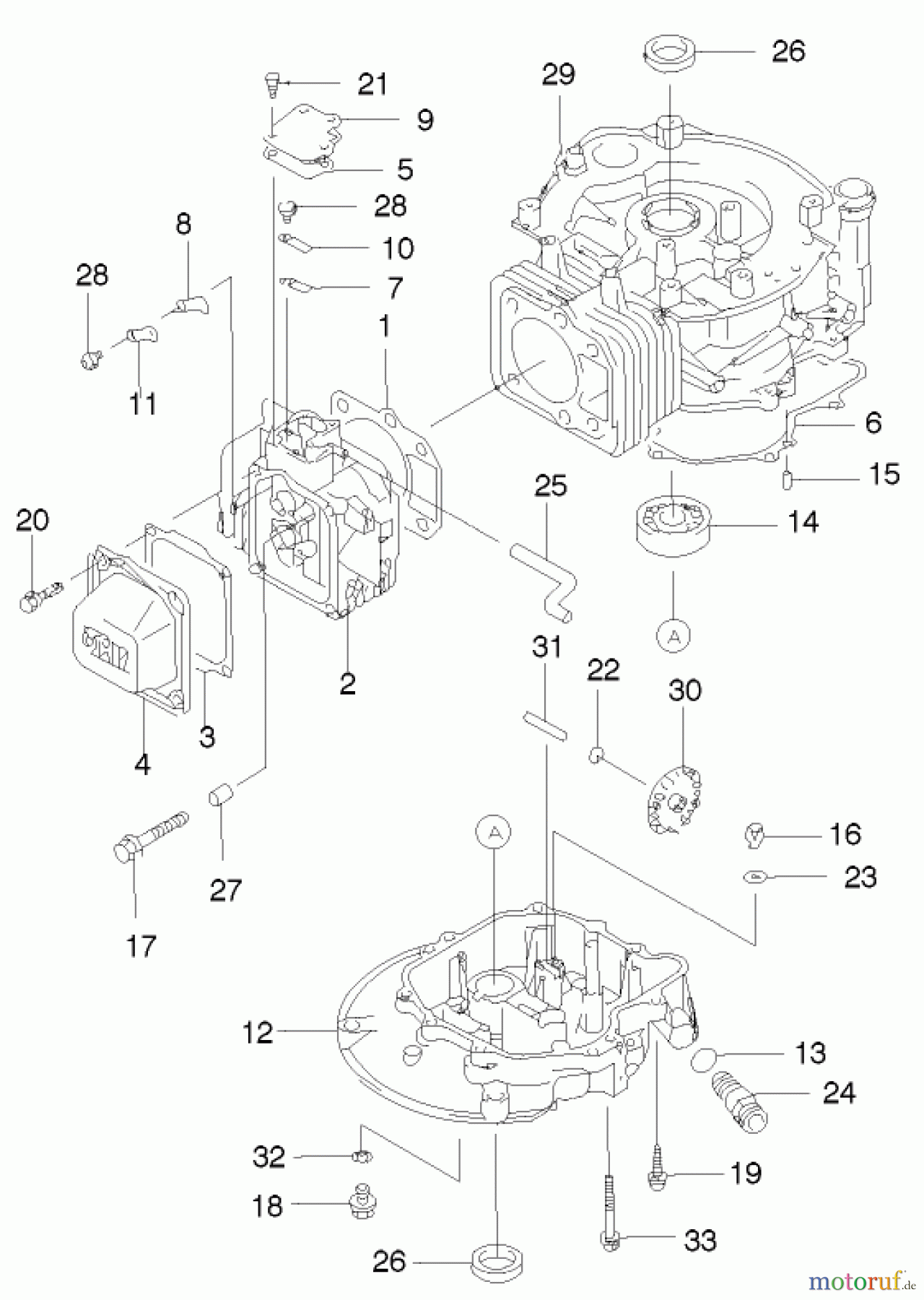  Rasenmäher 22171 - Toro Recycler Mower (SN: 230000001 - 230999999) (2003) CYLINDER AND CRANKCASE ASSEMBLY