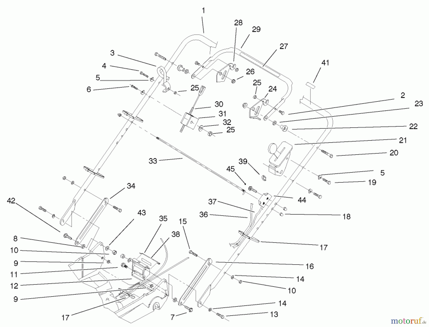  Rasenmäher 22171 - Toro Recycler Mower (SN: 230000001 - 230999999) (2003) HANDLE AND CONTROLS ASSEMBLY