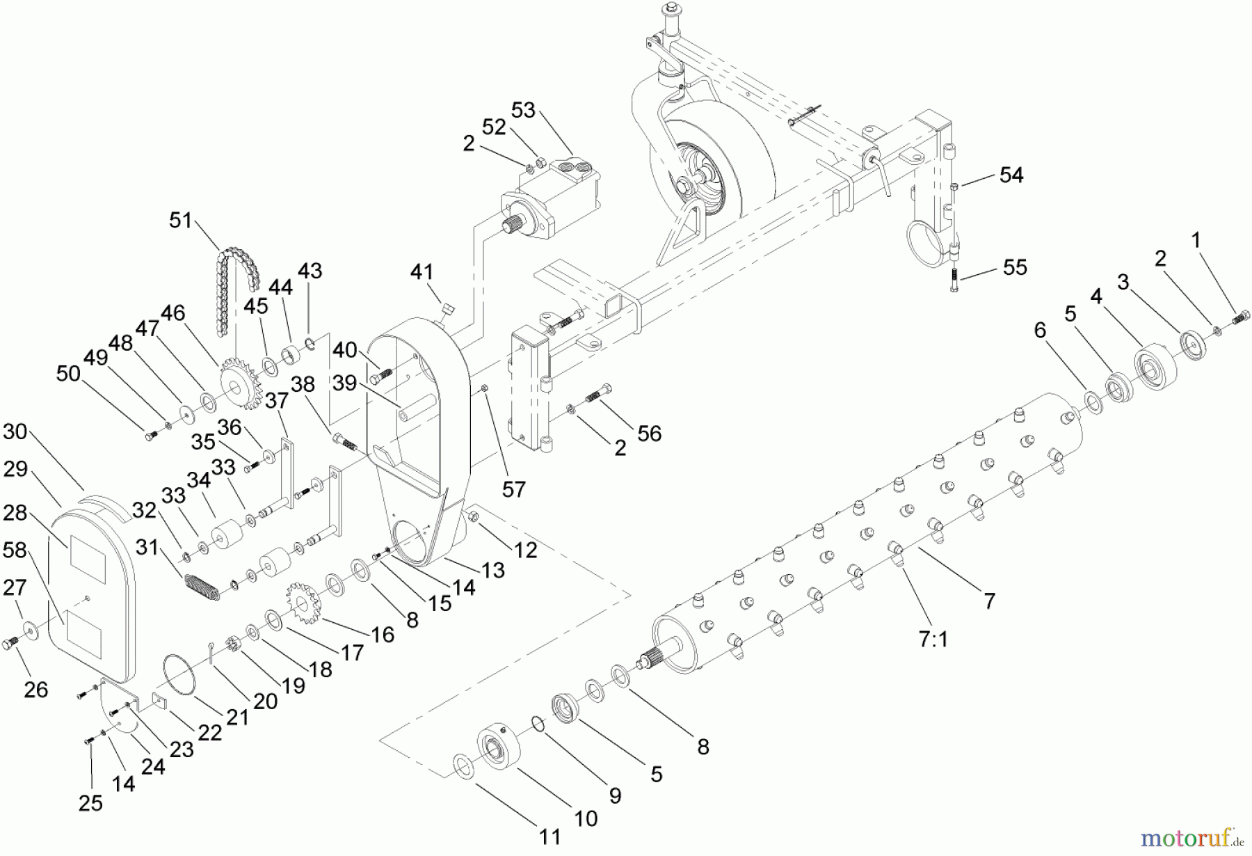  Compact Utility Attachments 22425 - Toro Power Box Rake, Dingo Compact Utility Loaders (SN: 260000001 - 260999999) (2006) DRIVE AND ROLLER ASSEMBLY