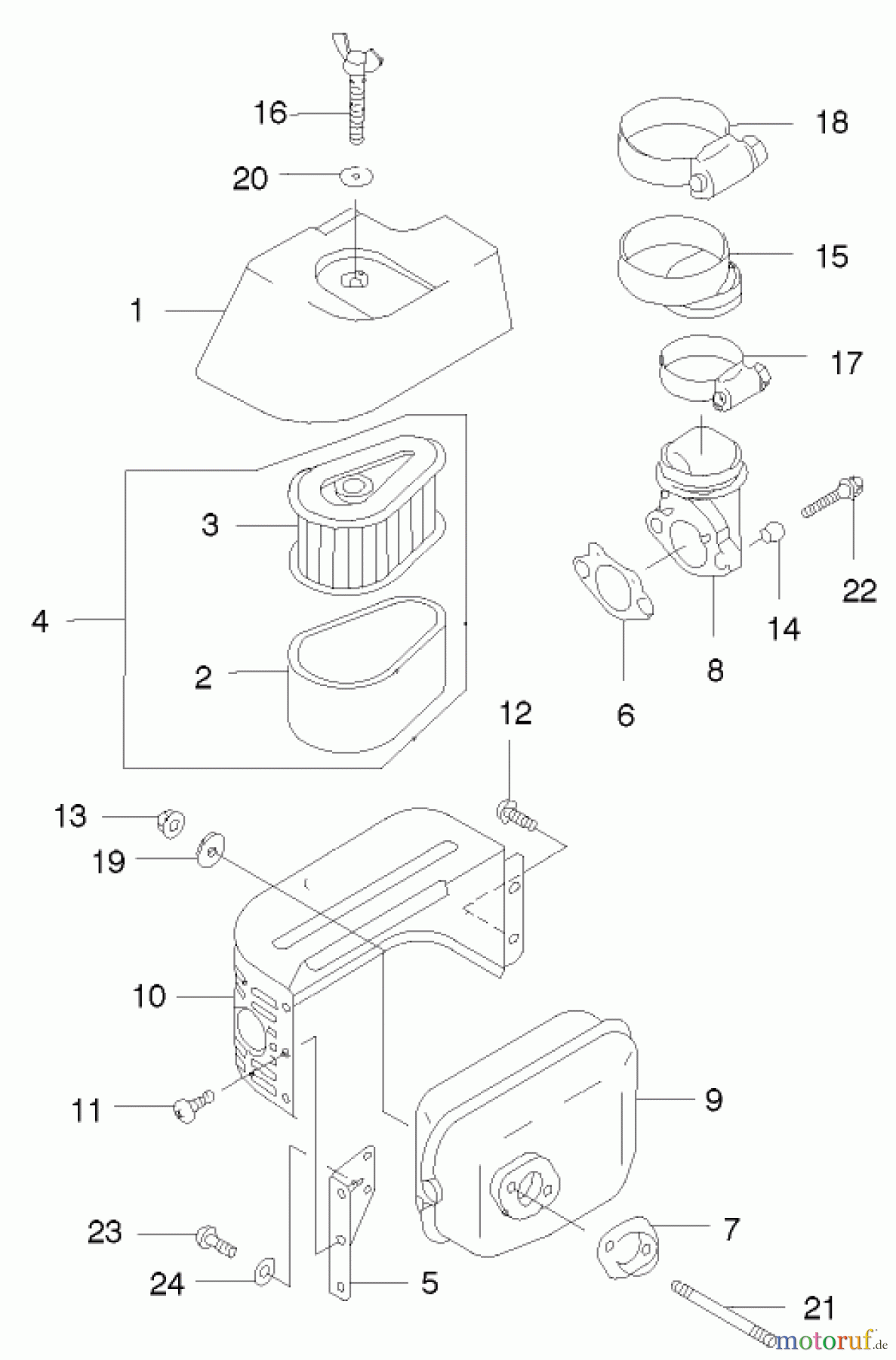  Rasenmäher 22172 - Toro Recycler Mower (SN: 220000001 - 220999999) (2002) AIR FILTER AND MUFFLER ASSEMBLY