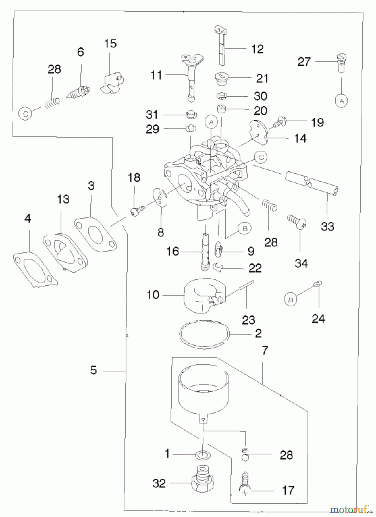  Rasenmäher 22172 - Toro Recycler Mower (SN: 220000001 - 220999999) (2002) CARBURETOR ASSEMBLY