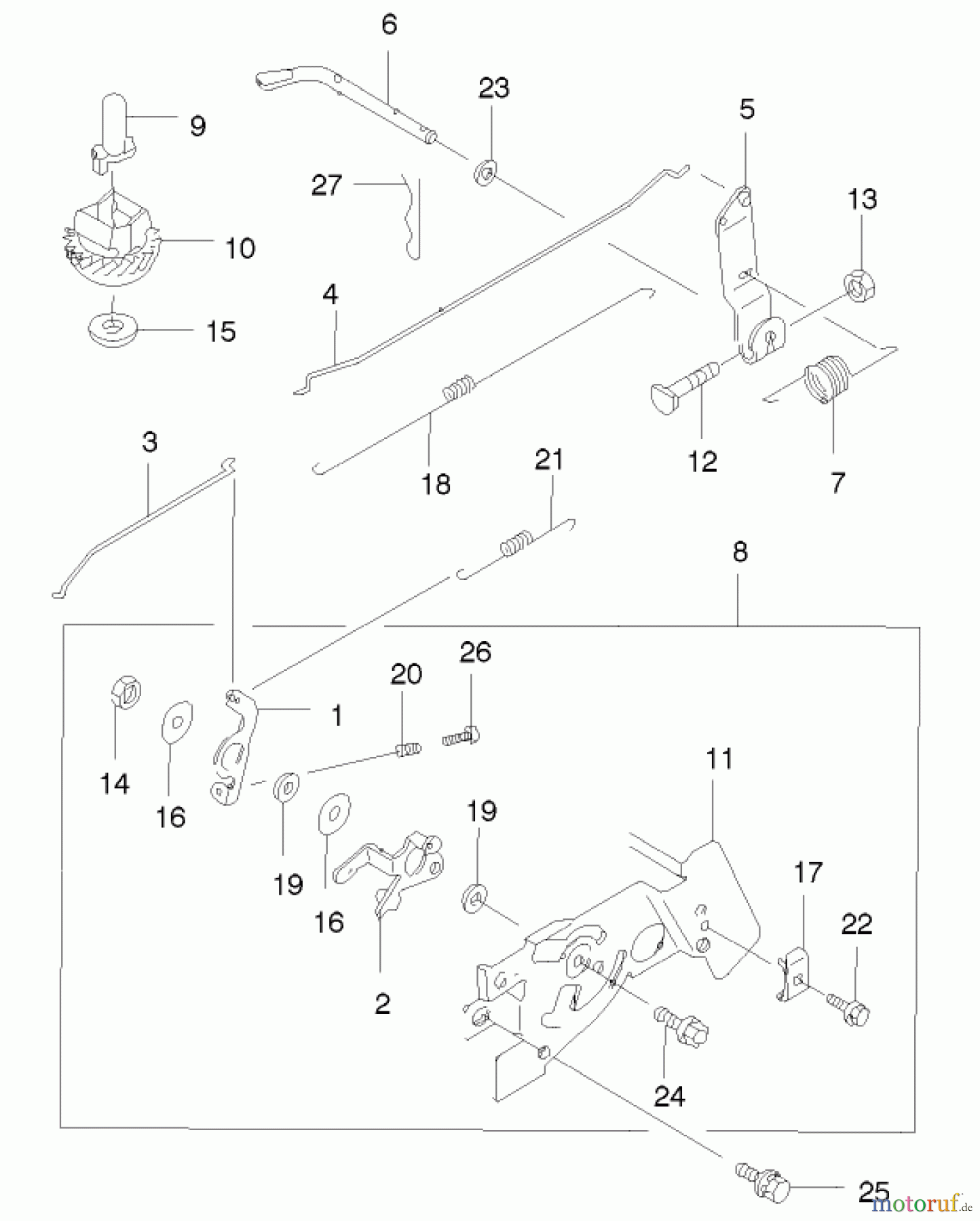  Rasenmäher 22174 - Toro 53cm Heavy-Duty Recycler Mower (SN: 210000001 - 210999999) (2001) CONTROL LINKAGE ASSEMBLY