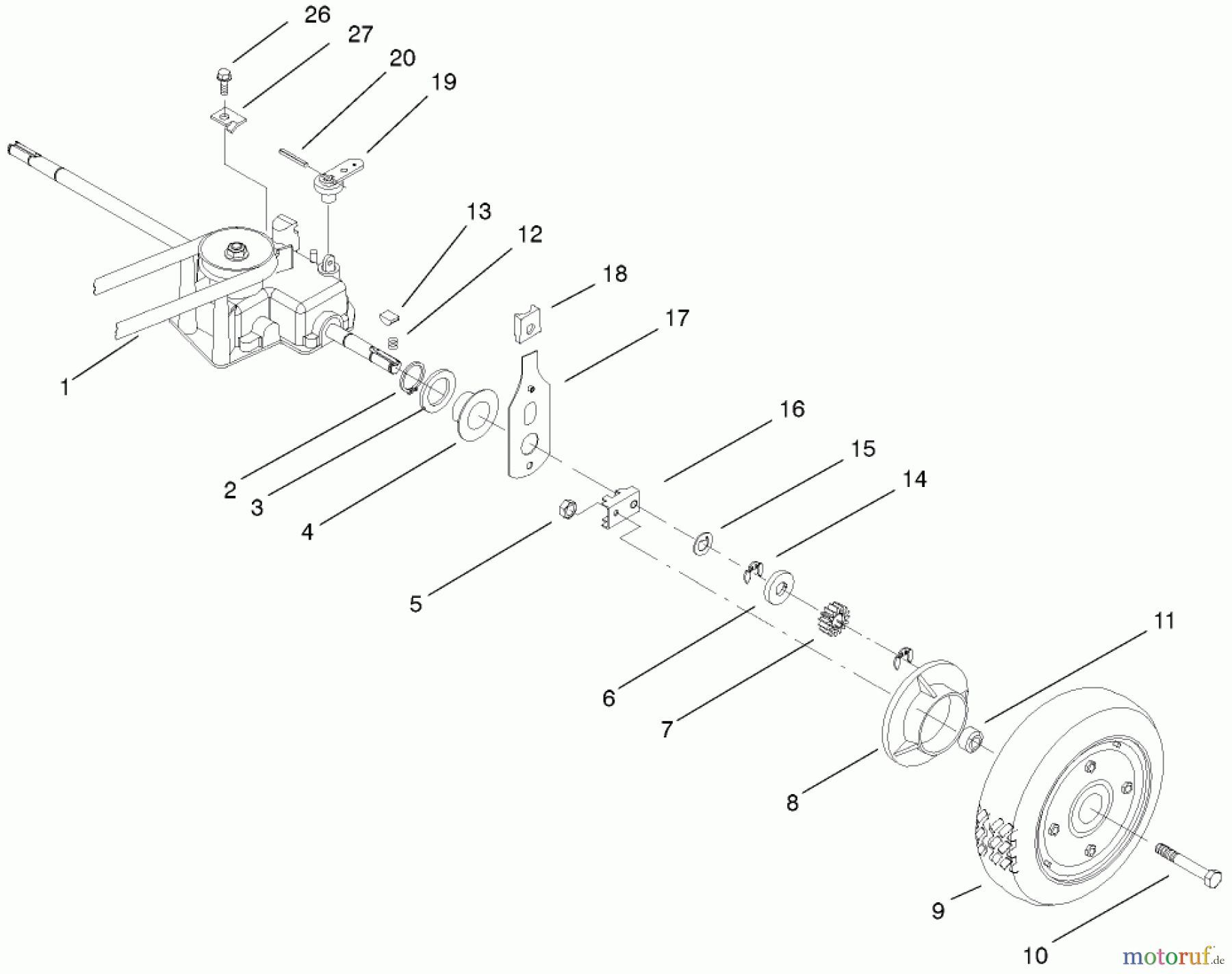  Rasenmäher 22174 - Toro 53cm Heavy-Duty Recycler Mower (SN: 210000001 - 210999999) (2001) GEAR CASE AND REAR WHEEL ASSEMBLY