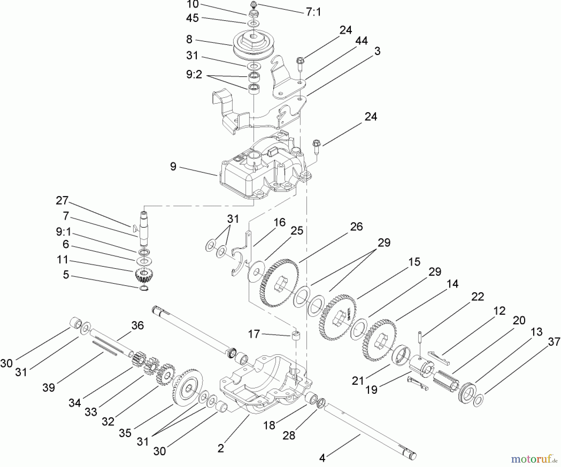  Rasenmäher 22176TE - Toro 53cm Heavy-Duty Recycler Mower (SN: 270000001 - 270999999) (2007) GEAR CASE ASSEMBLY NO. 74-1861