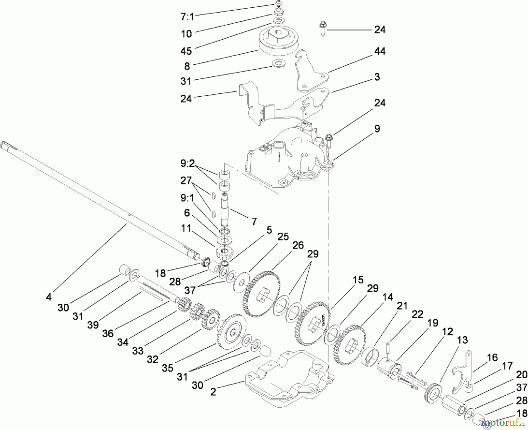  Rasenmäher 22176TE - Toro 53cm Heavy-Duty Recycler Mower (SN: 290000001 - 290999999) (2009) GEAR CASE ASSEMBLY NO. 74-1860