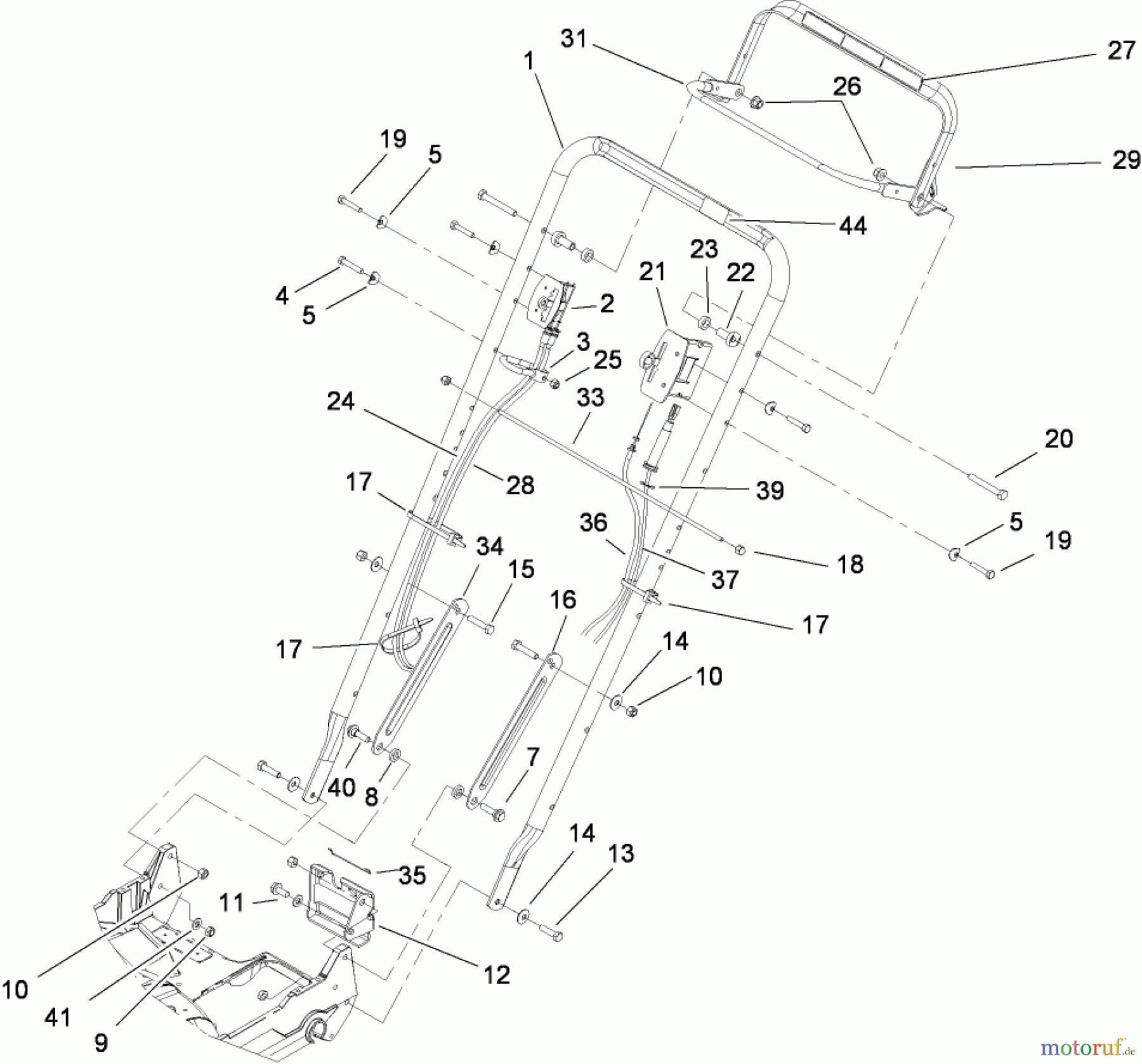  Rasenmäher 22176TE - Toro 53cm Heavy-Duty Recycler Mower (SN: 280000001 - 280999999) (2008) HANDLE ASSEMBLY