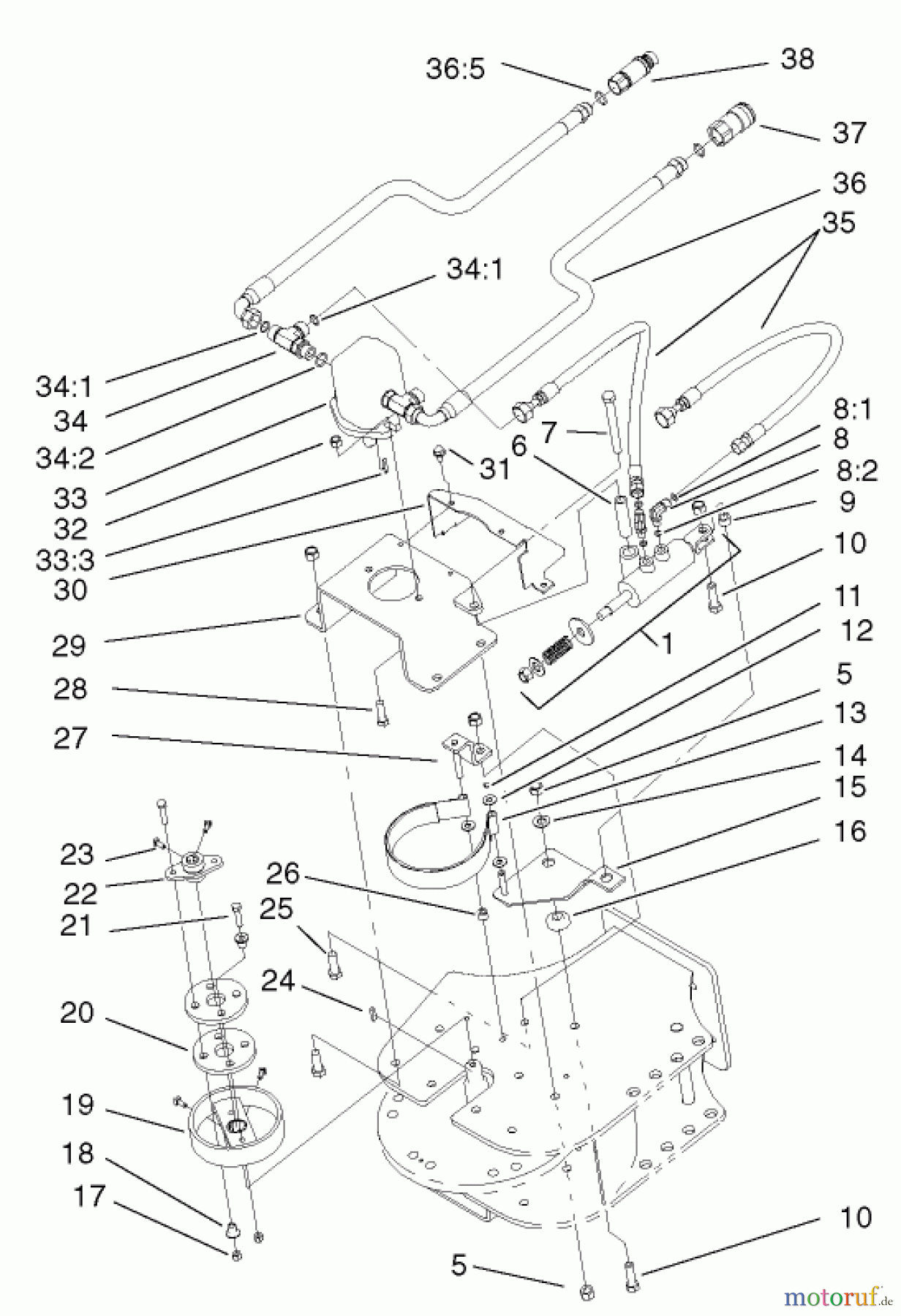  Compact Utility Attachments 22429 - Toro Stump Grinder, Dingo Compact Utility Loaders (SN: 220000201 - 220999999) (2002) HYDRAULIC MOTOR AND BRAKE ASSEMBLY