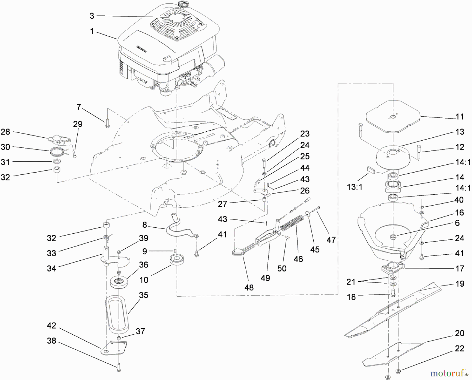  Rasenmäher 22177TE - Toro 53cm Heavy-Duty Recycler Mower (SN: 310000001 - 310999999) (2010) ENGINE AND BLADE ASSEMBLY