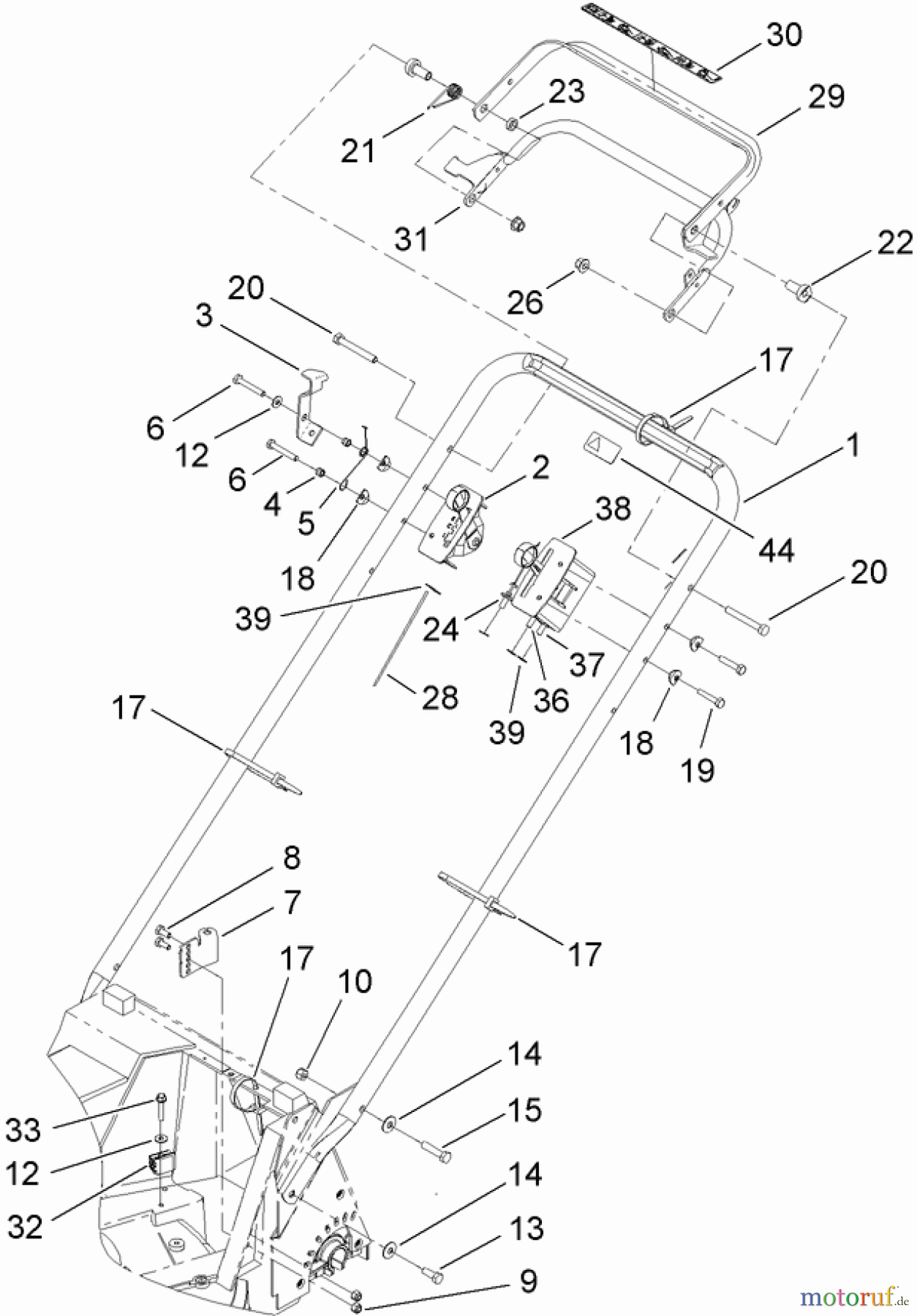  Rasenmäher 22178TE - Toro 53cm Heavy-Duty Rear Bagger Mower (SN: 290000001 - 290999999) (2009) HANDLE ASSEMBLY