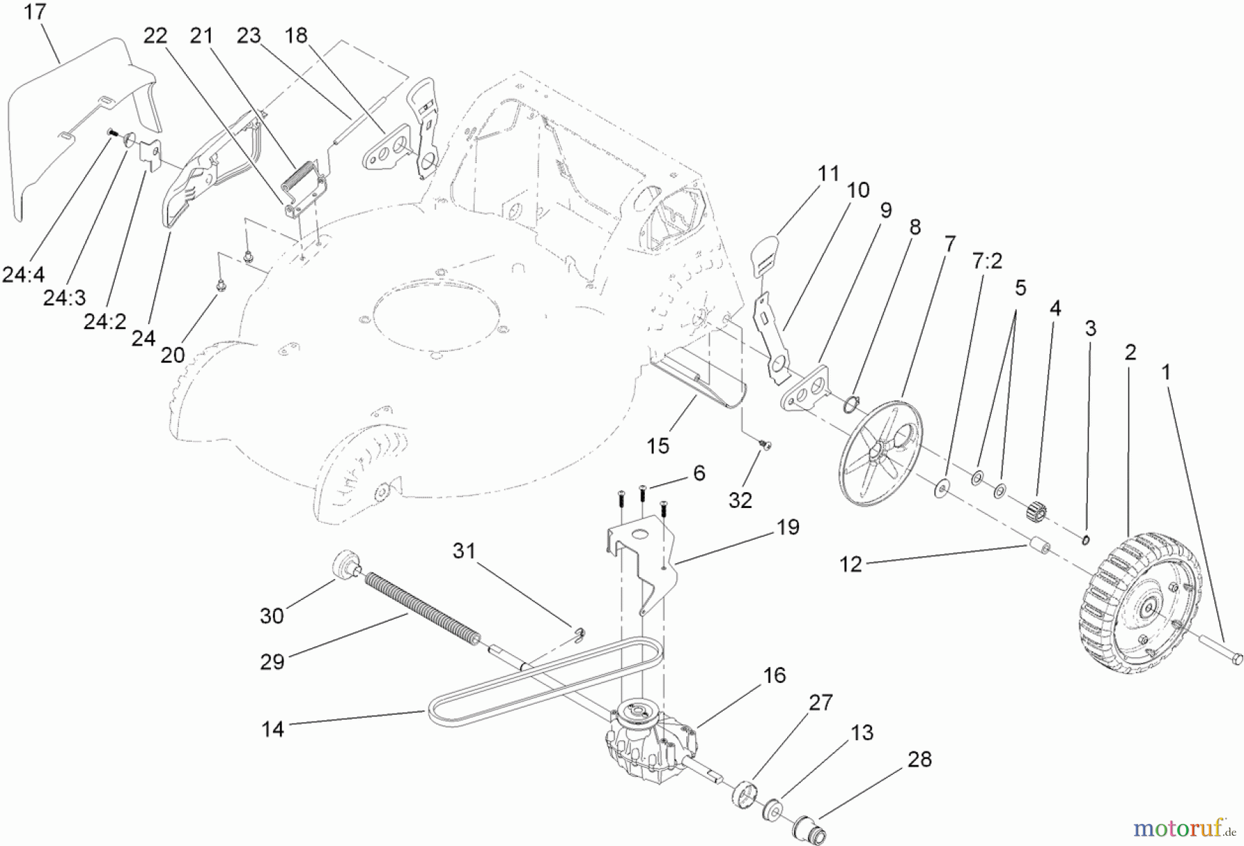  Rasenmäher 22186TE - Toro Commercial 53cm Mower (SN: 314000001 - 314999999) (2014) DISHARGE DOOR AND REAR WHEEL ASSEMBLY