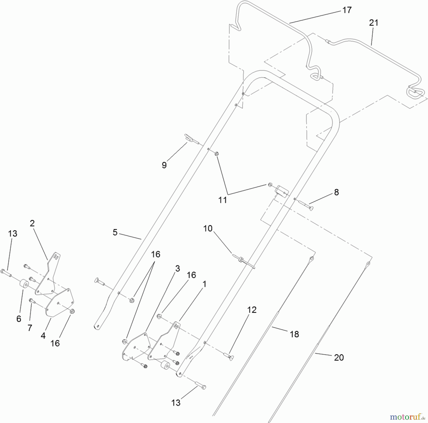  Rasenmäher 22186TE - Toro Commercial 53cm Mower (SN: 312000001 - 312999999) (2012) HANDLE ASSEMBLY