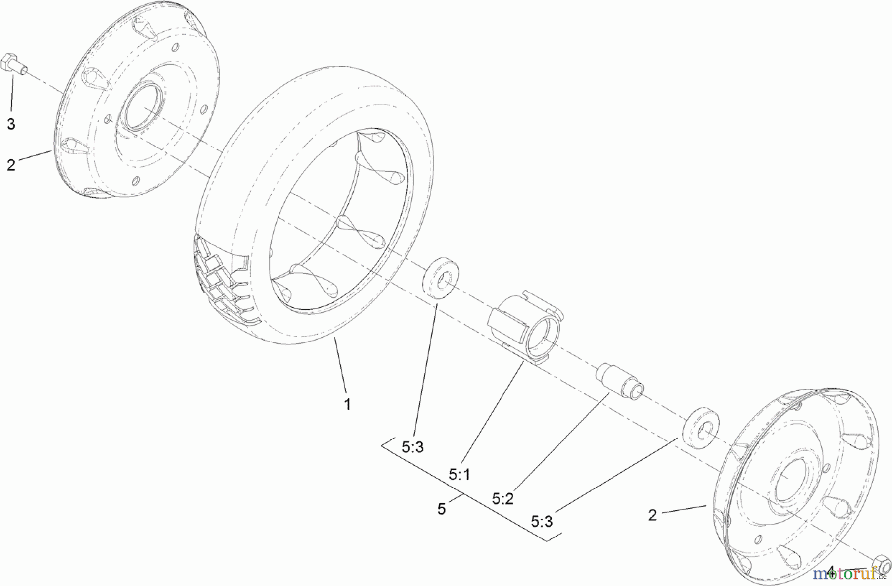  Rasenmäher 22187TE - Toro 53cm Heavy-Duty Recycler Walk-Behind Mower (SN: 312000001 - 312999999) (2012) FRONT WHEEL AND TIRE ASSEMBLY NO. 121-1380