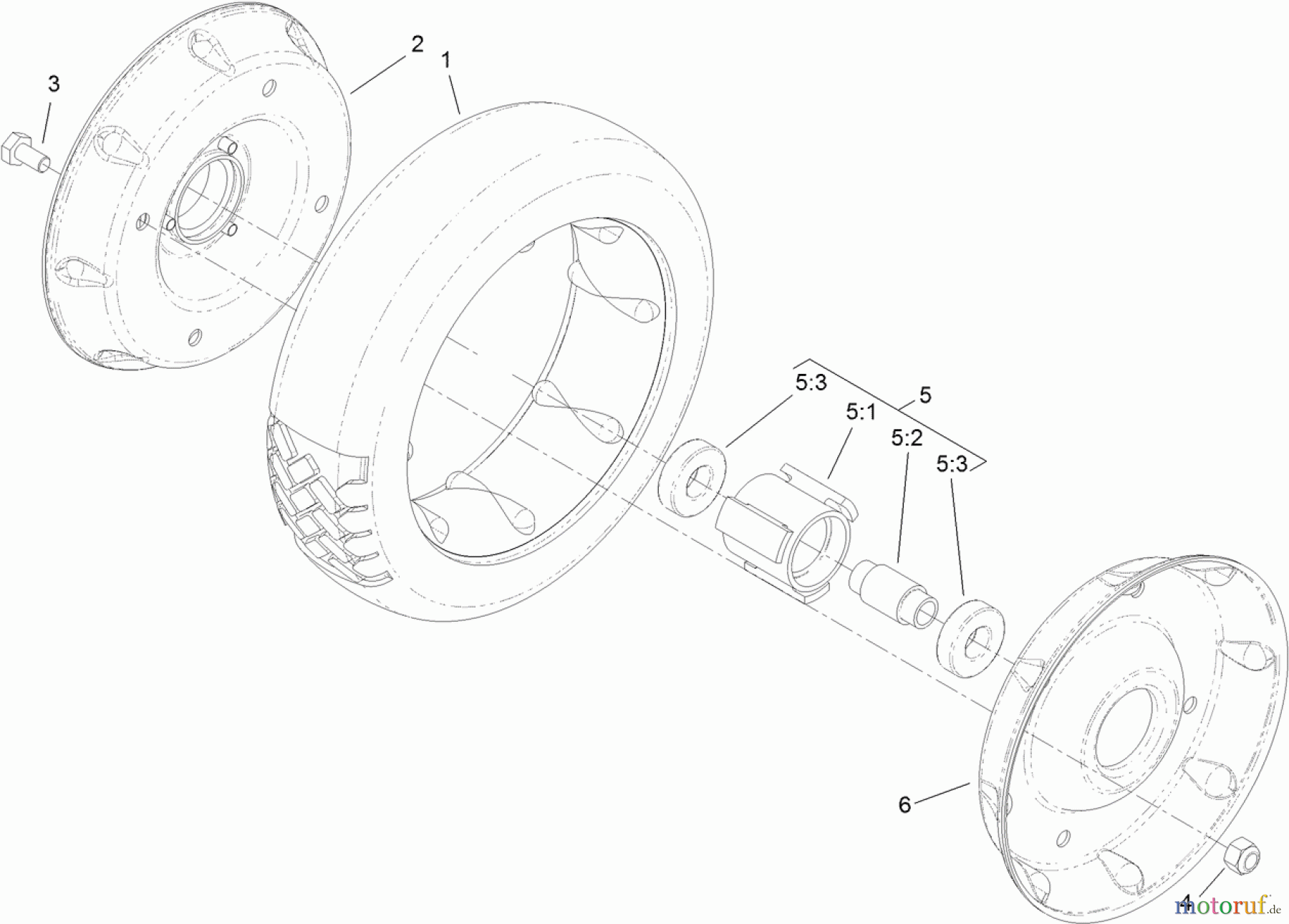  Rasenmäher 22188TE - Toro 53cm Heavy-Duty Recycler Walk-Behind Mower (SN: 313000001 - 313999999) (2013) REAR WHEEL AND TIRE ASSEMBLY NO. 121-1379