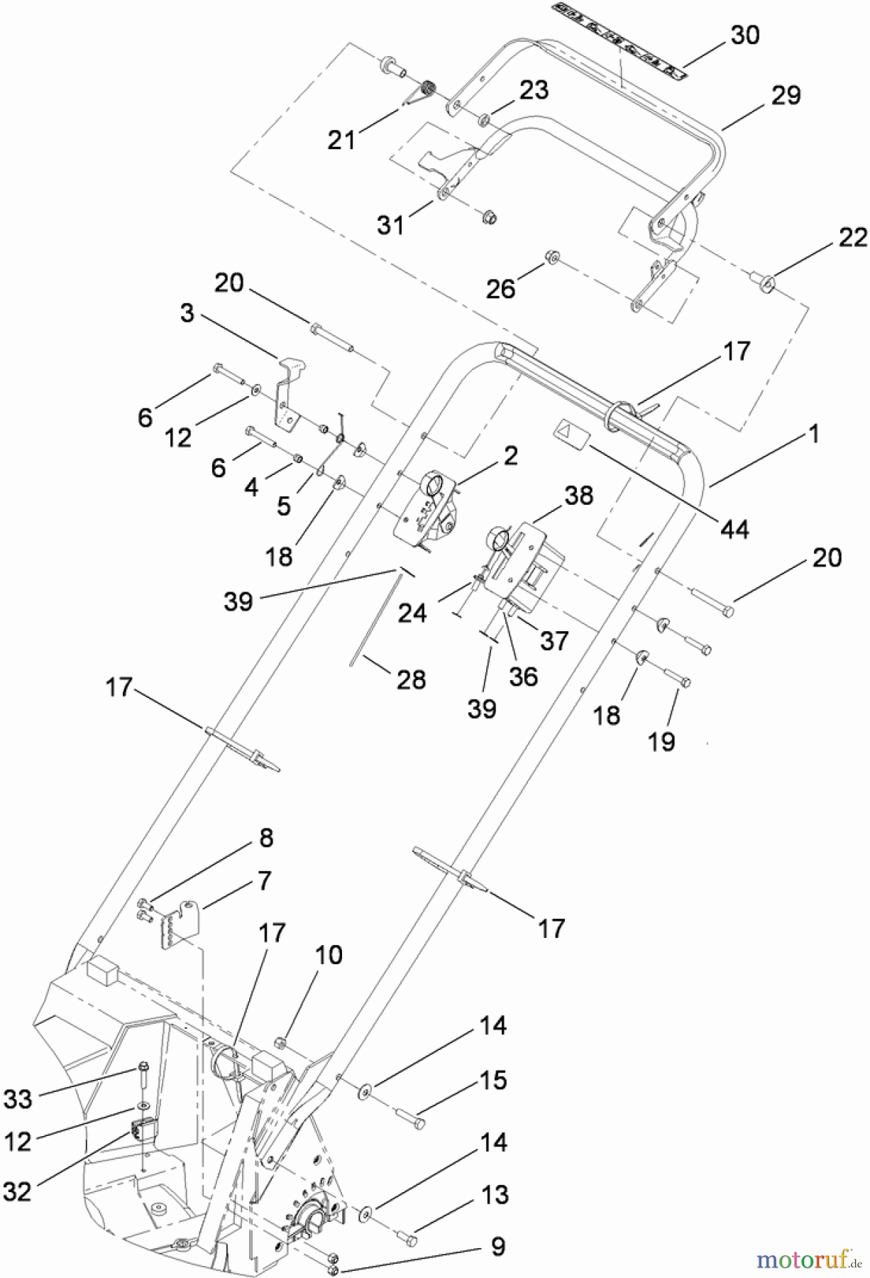  Rasenmäher 22189TE - Toro 53cm Heavy-Duty Rear Bagger Lawn Mower (SN: 312000001 - 312999999) (2012) HANDLE ASSEMBLY