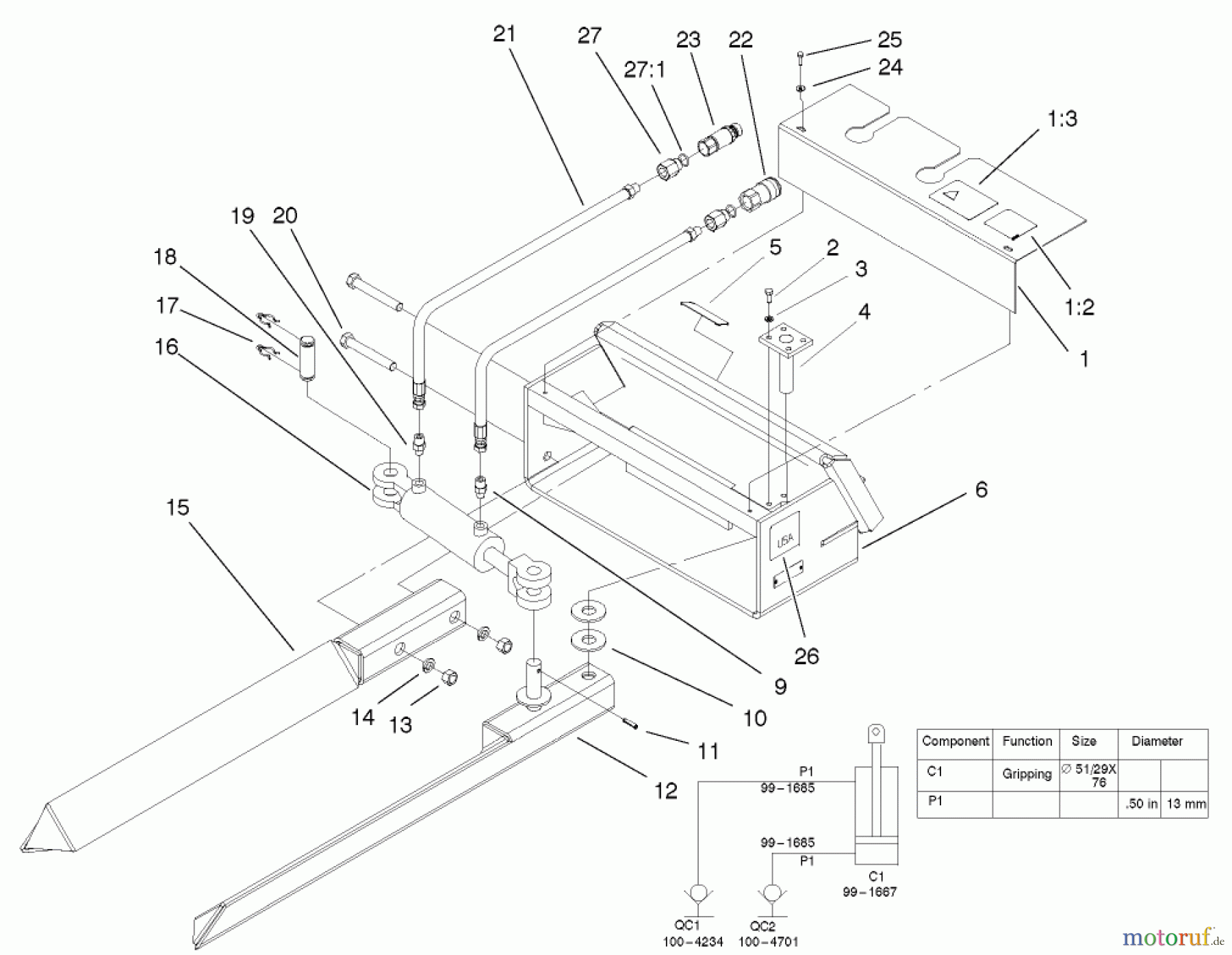  Compact Utility Attachments 22438 - Toro Tree Forks, Dingo Compact Utility Loaders (SN: 210000001 - 210999999) (2001) TREE FORKS ASSEMBLY