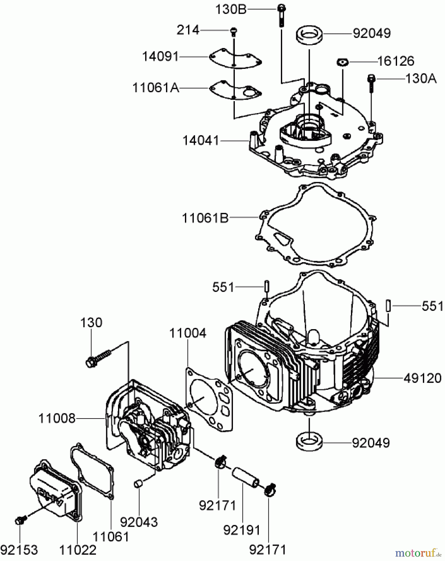  Rasenmäher 22200TE - Toro 66cm Heavy-Duty Rear Bagger Lawn Mower (SN: 270001001 - 270999999) (2007) CYLINDER AND CRANKCASE ASSEMBLY KAWASAKI FJ180V-AS64