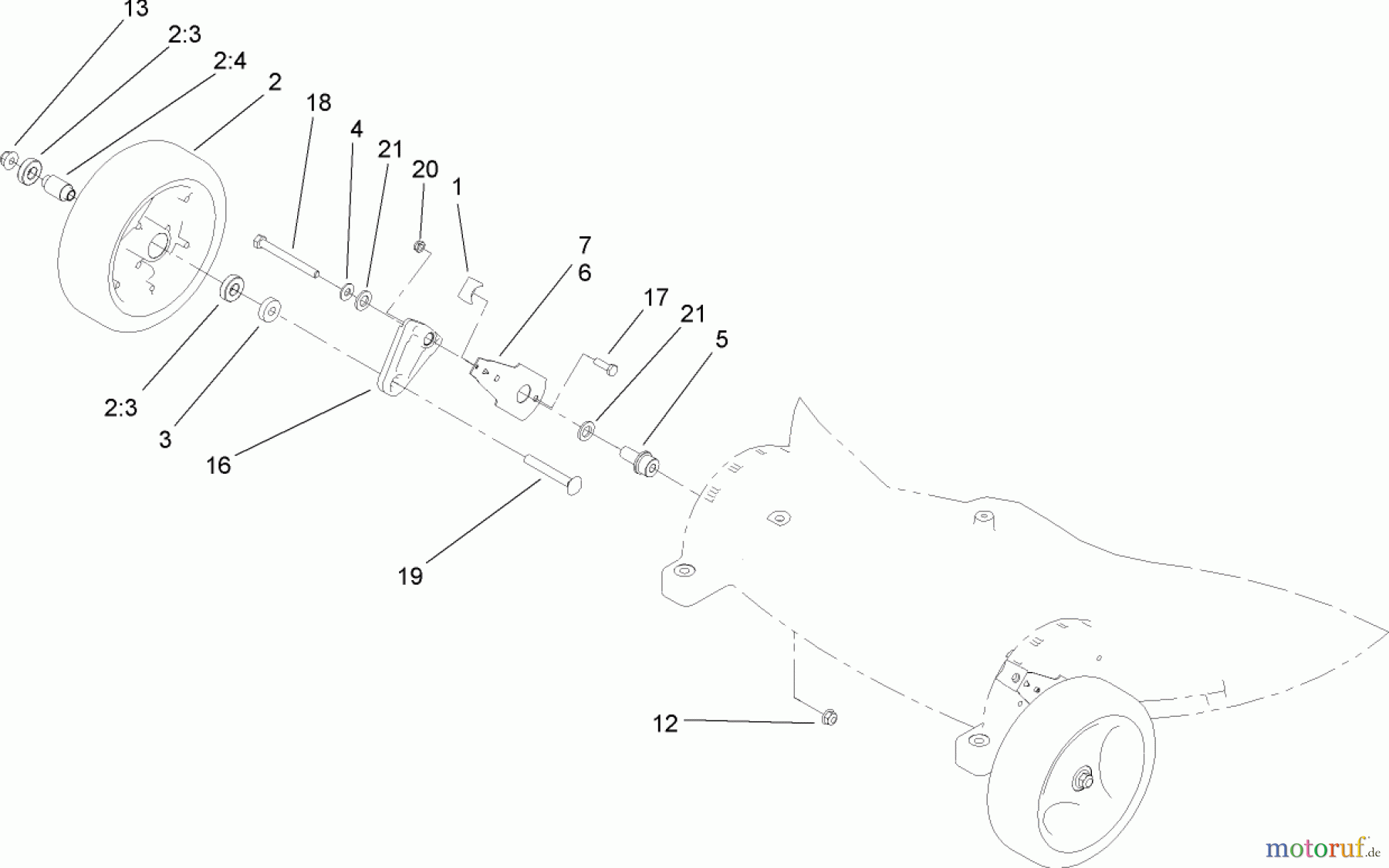  Rasenmäher 22200TE - Toro 66cm Heavy-Duty Rear Bagger Lawn Mower (SN: 280000001 - 280999999) (2008) FRONT WHEEL ASSEMBLY