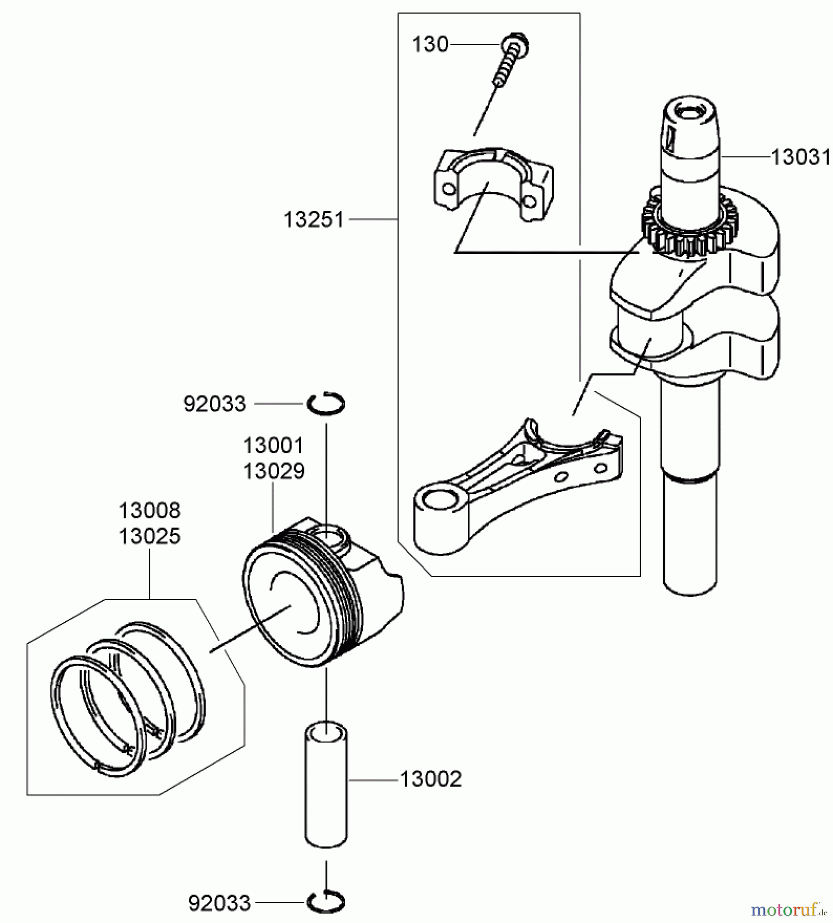  Rasenmäher 22200TE - Toro 66cm Heavy-Duty Rear Bagger Lawn Mower (SN: 280000001 - 280999999) (2008) PISTON AND CRANKSHAFT ASSEMBLY KAWASAKI FJ180V-AS64