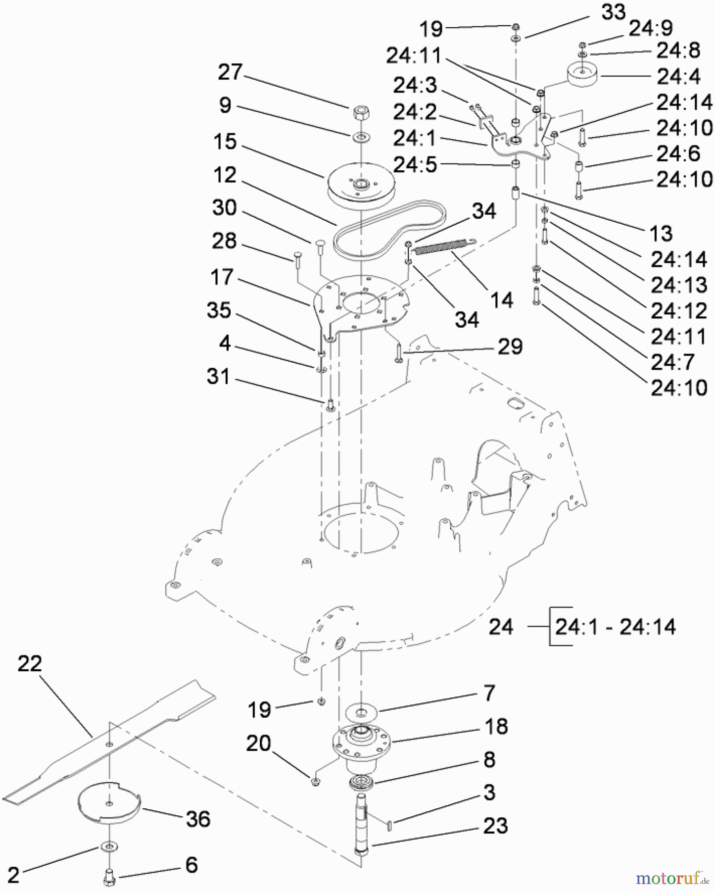  Rasenmäher 22200TE - Toro 66cm Heavy-Duty Rear Bagger Lawn Mower (SN: 310000001 - 310999999) (2010) BLADE DRIVE ASSEMBLY