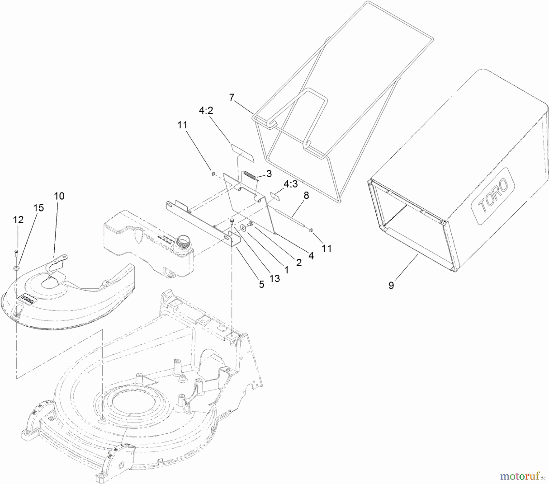  Rasenmäher 22203TE - Toro 66cm Heavy-Duty Rear Bagger Lawn Mower (SN: 313000001 - 313999999) (2013) BAG AND DOOR ASSEMBLY