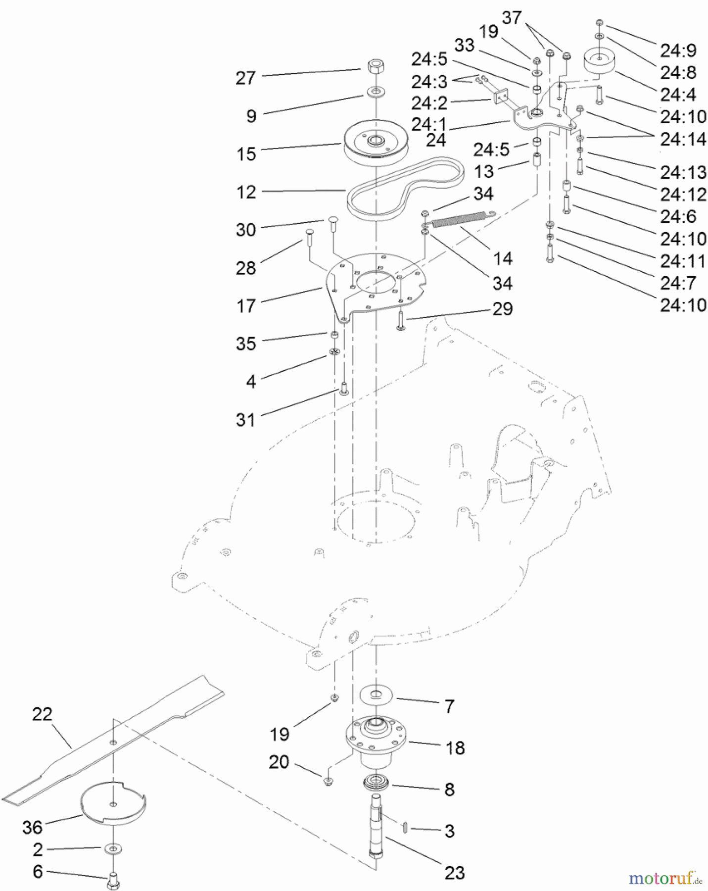  Rasenmäher 22203TE - Toro 66cm Heavy-Duty Rear Bagger Lawn Mower (SN: 313000001 - 313999999) (2013) BLADE DRIVE ASSEMBLY