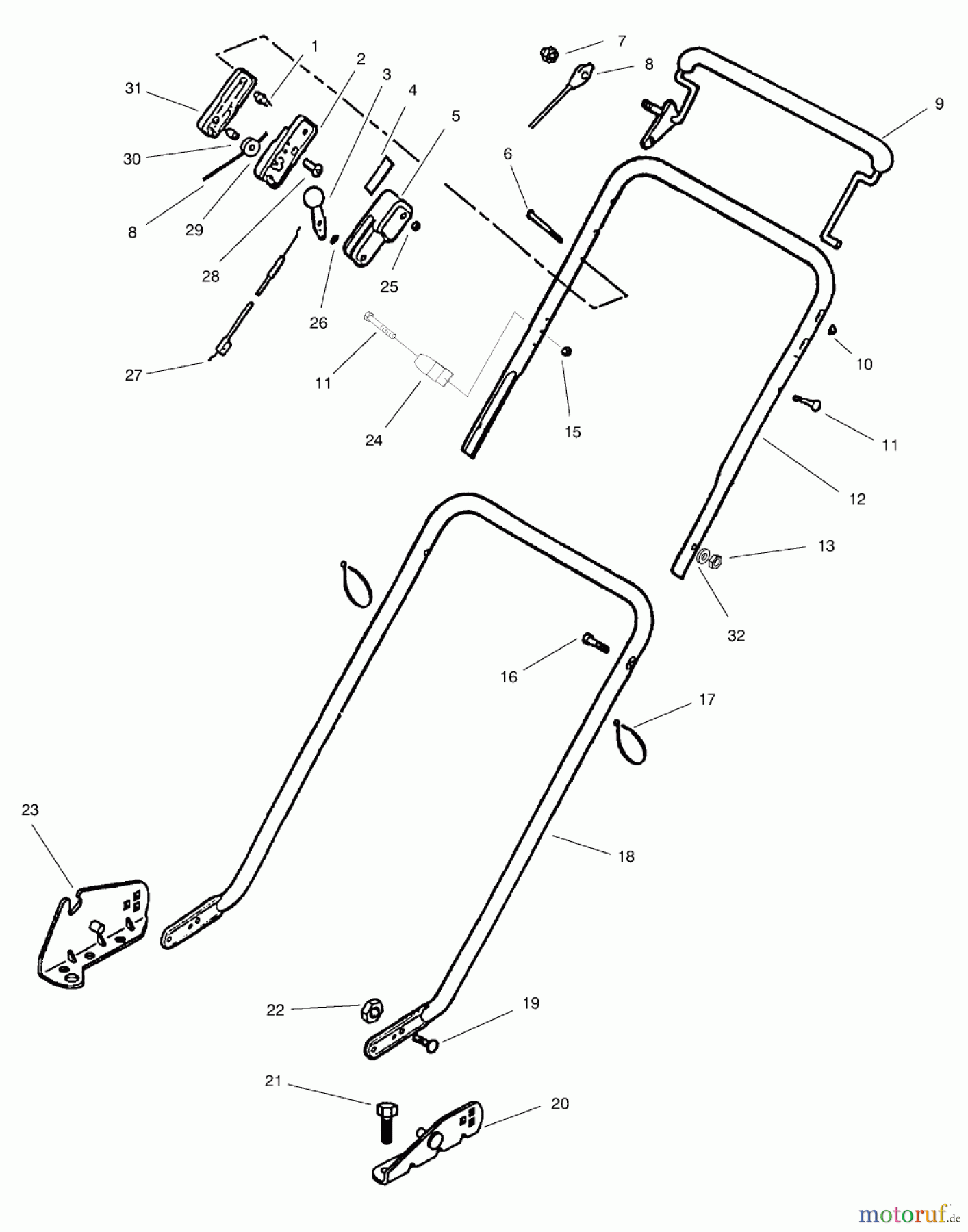  Rasenmäher 22240 - Toro Side Discharge Mower (SN: 7900001 - 7999999) (1997) HANDLE ASSEMBLY