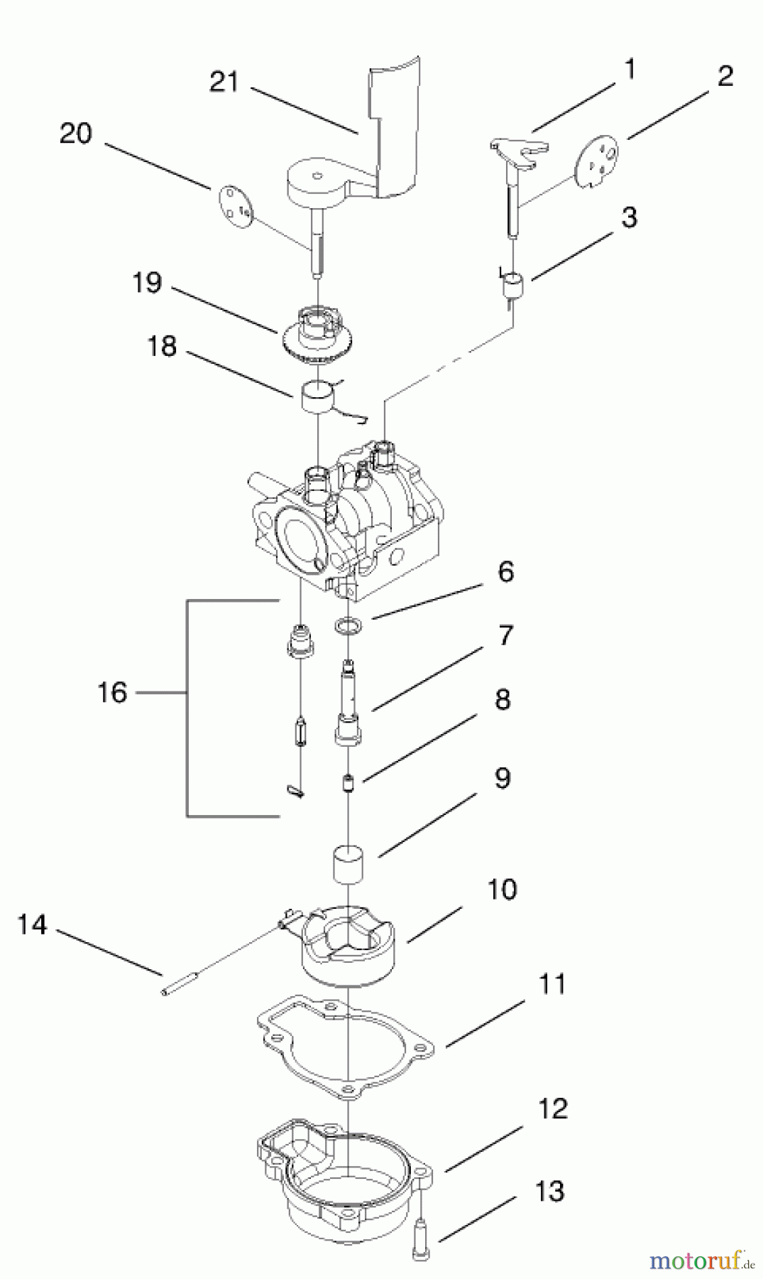  Rasenmäher 22260 - Toro Side Discharge Mower (SN: 210000001 - 210999999) (2001) CARBURETOR ASSEMBLY