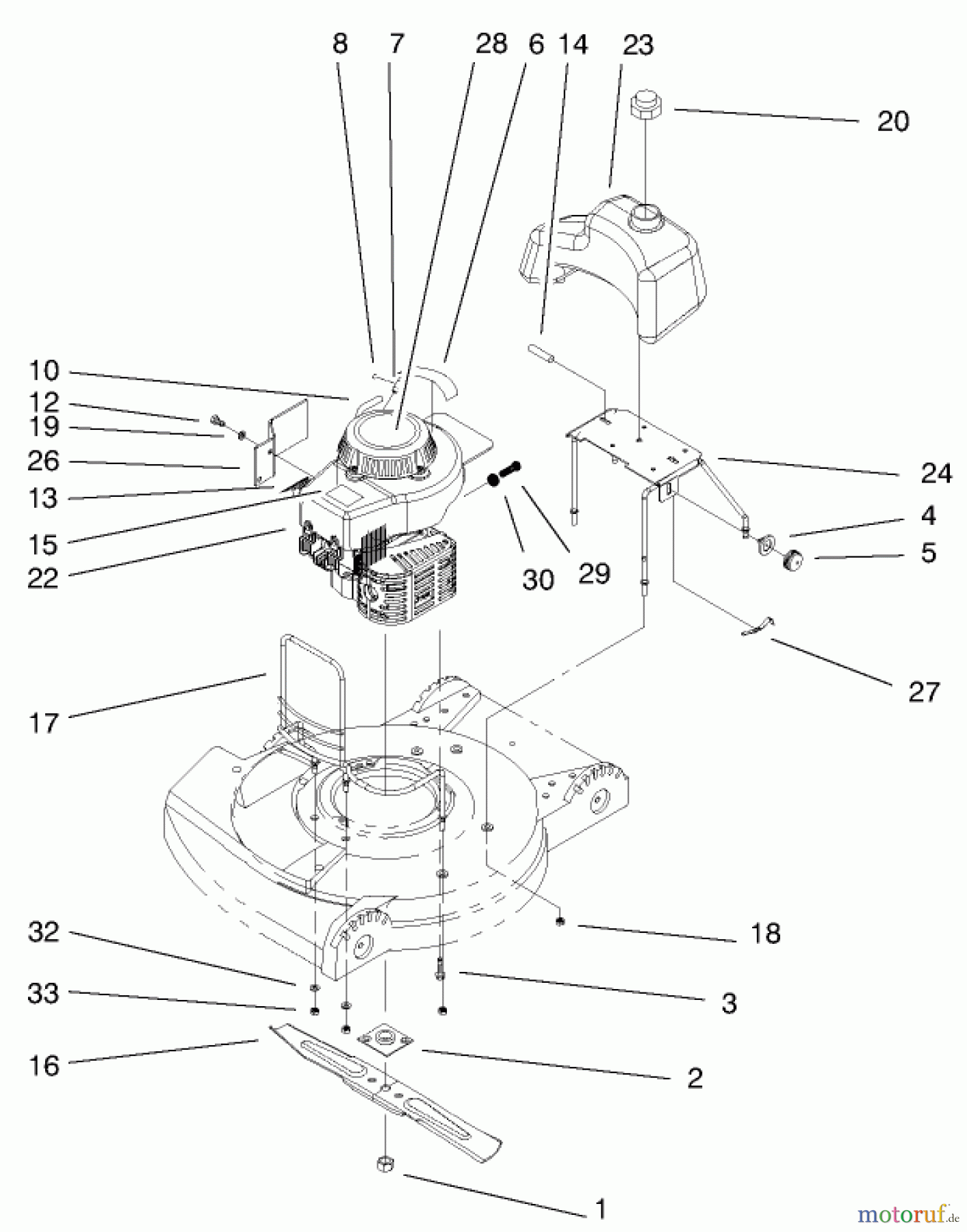  Rasenmäher 22260 - Toro Side Discharge Mower (SN: 230000001 - 230999999) (2003) ENGINE AND BLADE ASSEMBLY