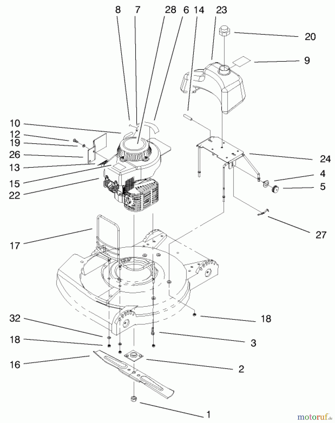  Rasenmäher 22260 - Toro Side Discharge Mower (SN: 89000001 - 89999999) (1998) ENGINE & BLADE ASSEMBLY