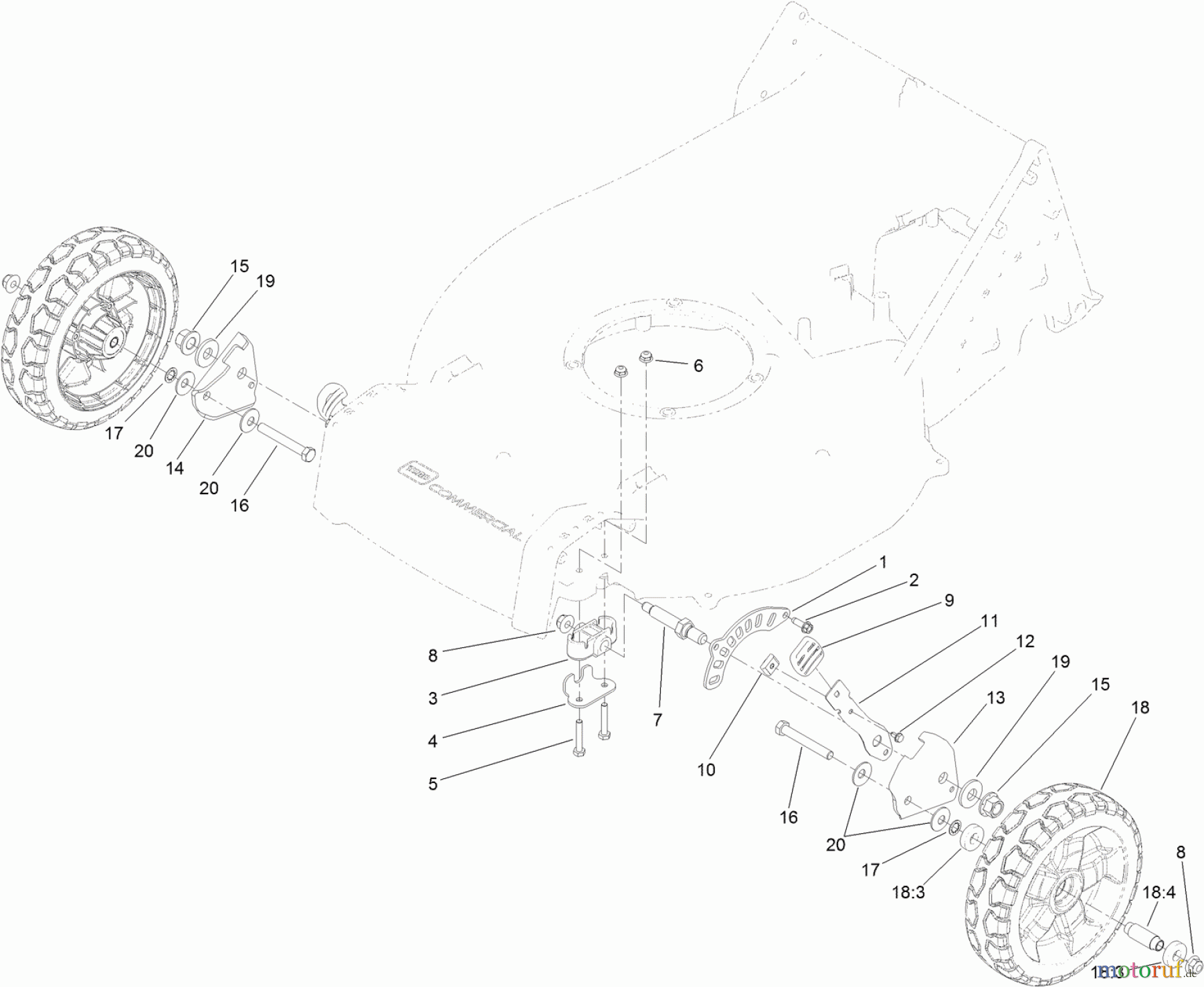  Rasenmäher 22291 - Toro 53cm Heavy-Duty Recycler Walk-Behind Mower (SN: 314000001 - 314999999) (2014) HEIGHT-OF-CUT AND WHEEL ASSEMBLY