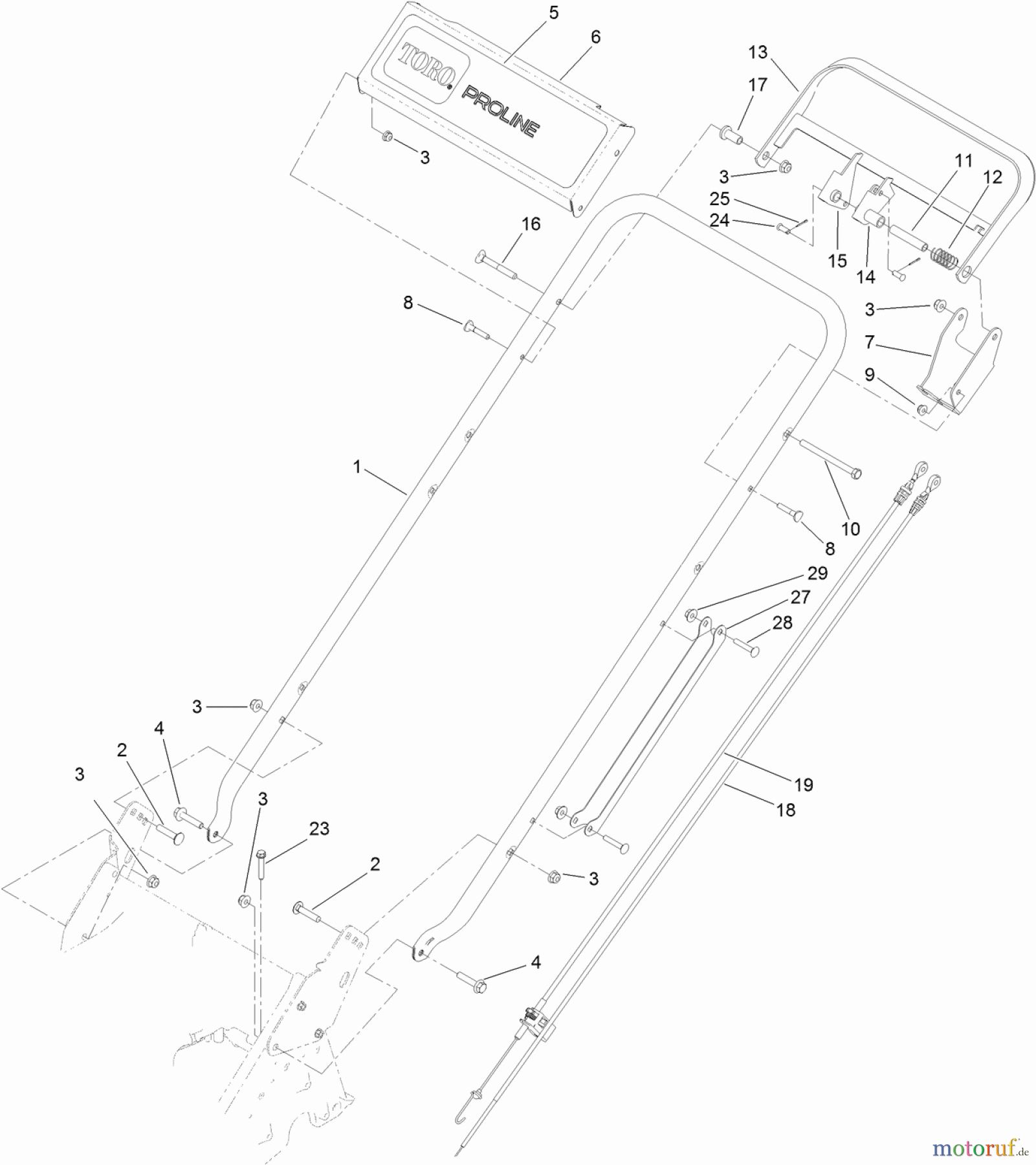  Rasenmäher 22293 - Toro 53cm Heavy-Duty Recycler Walk-Behind Mower (SN: 314000001 - 314999999) (2014) HANDLE ASSEMBLY