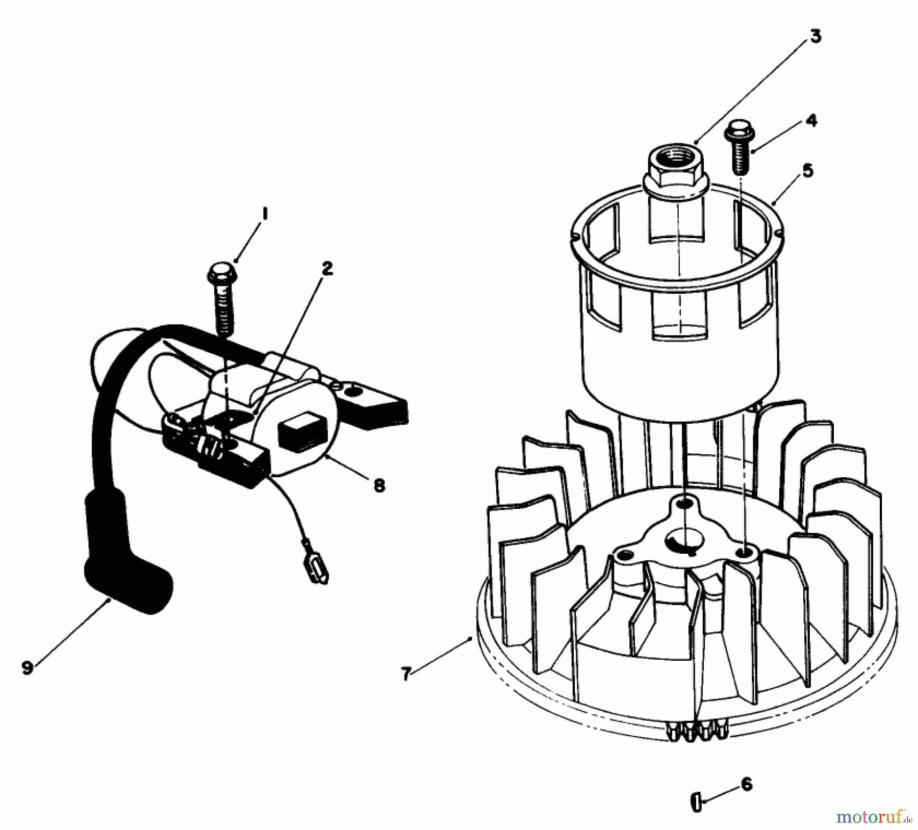  Rasenmäher 22510 - Toro Walk-Behind Mower (SN: 8000001 - 8999999) (1988) MAGNETO & FLYWHEEL ASSEMBLY MODEL NO. VMH7