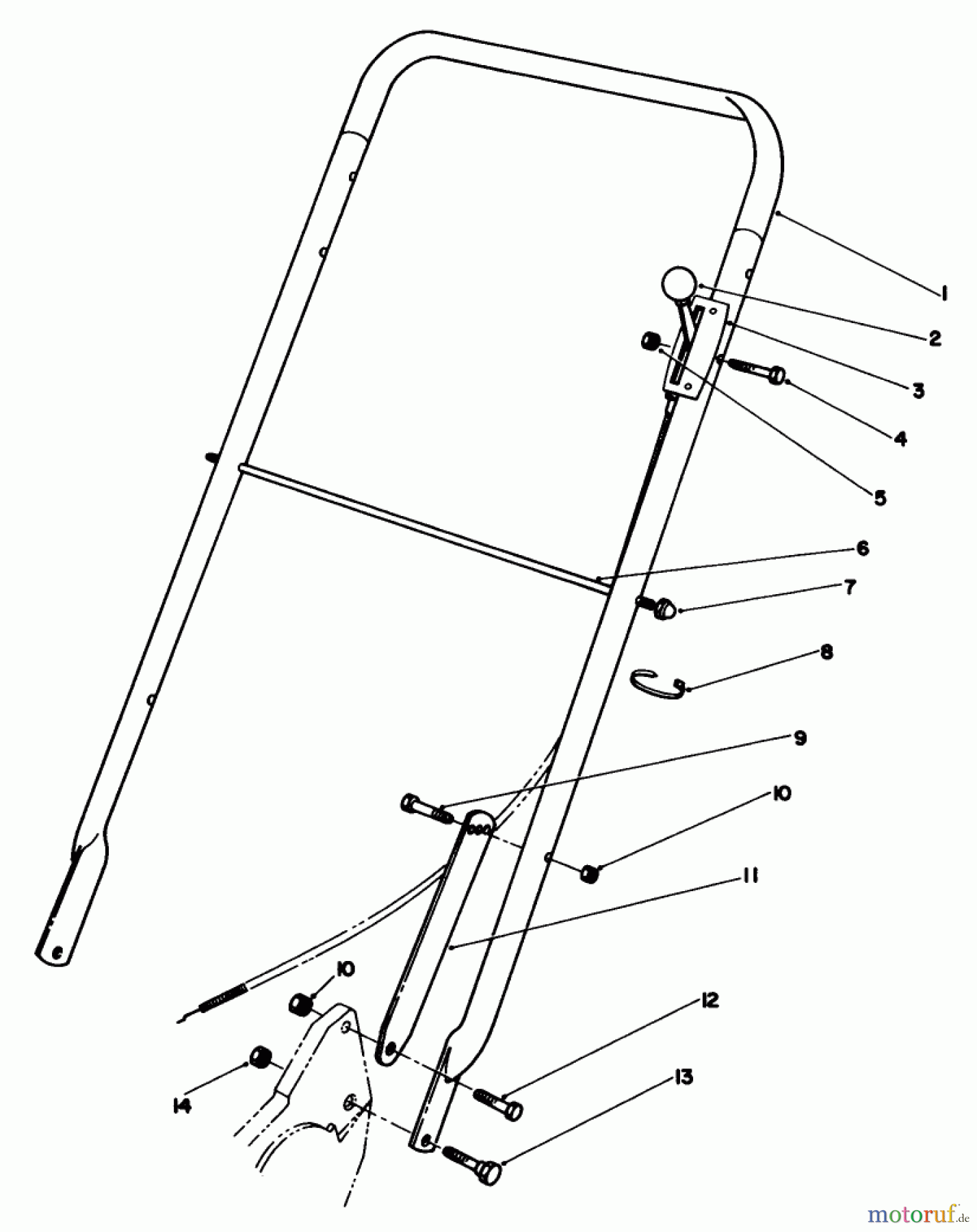  Rasenmäher 22621 - Toro Walk-Behind Mower (SN: 7000001 - 7999999) (1987) HANDLE ASSEMBLY (MODEL NO. 22525)