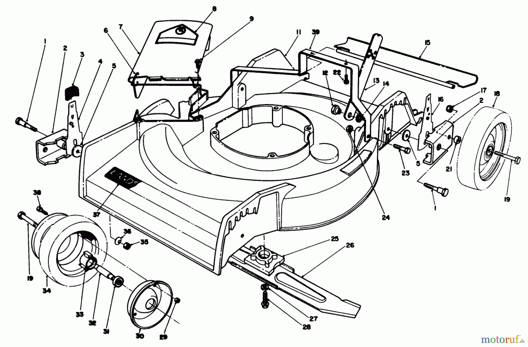  Rasenmäher 22580 - Toro Walk-Behind Mower (SN: 0000001 - 0999999) (1990) HOUSING ASSEMBLY