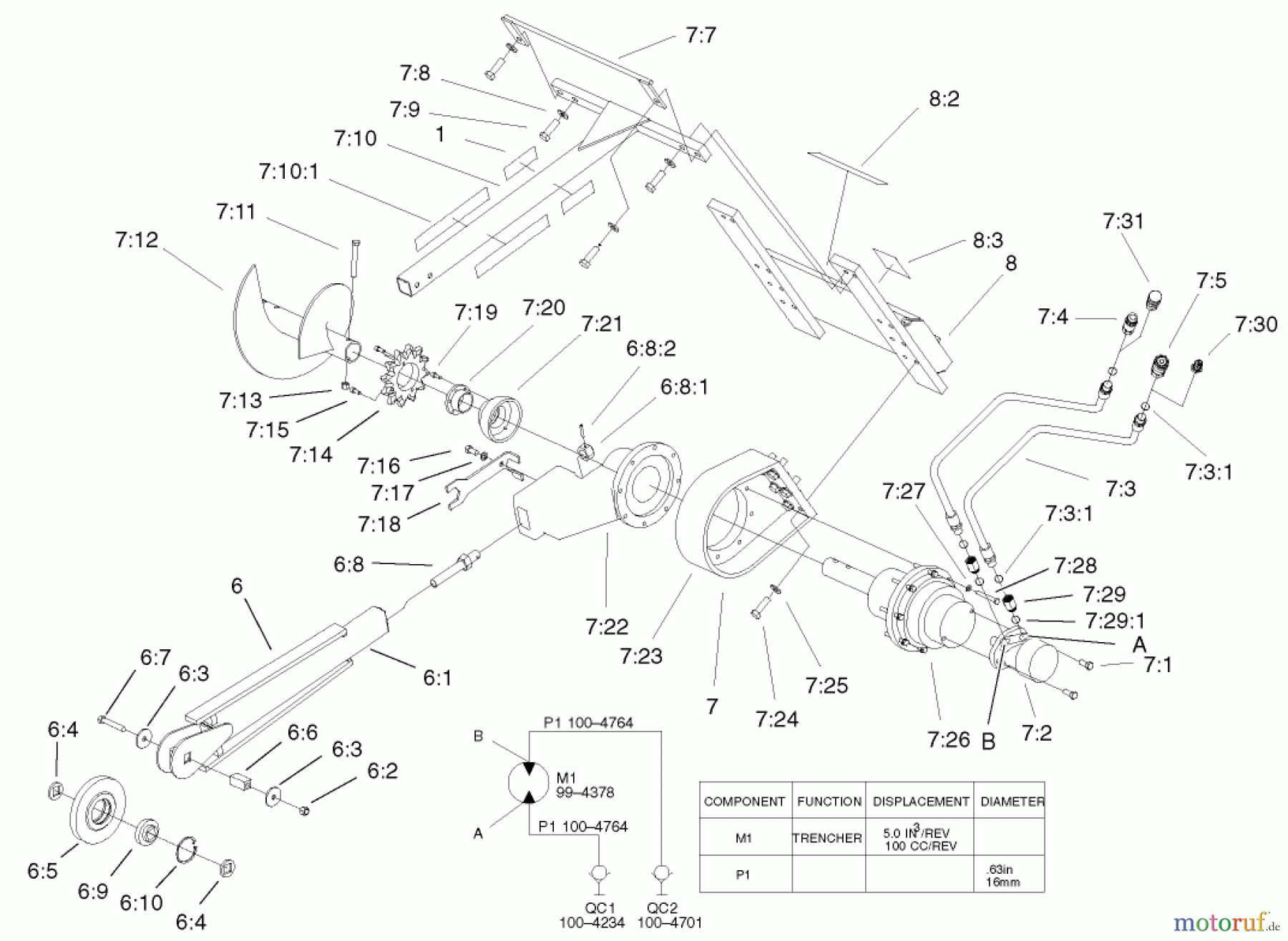  Compact Utility Attachments 22447 - Toro Trencher Head, Dingo Compact Utility Loader (SN: 200000501 - 200999999) (2000) TRENCHER ASSEMBLY