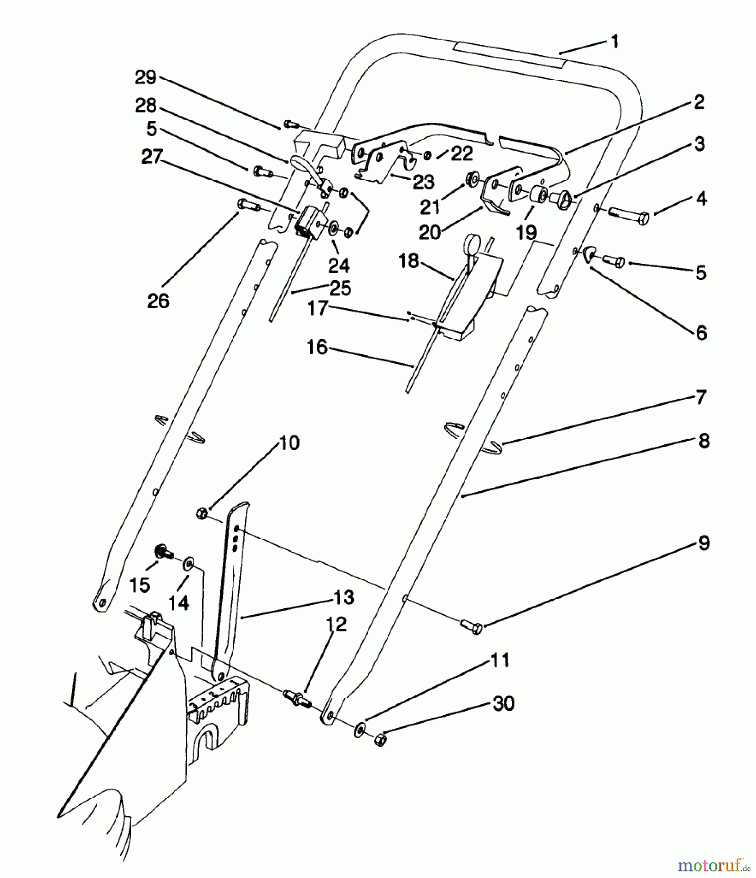  Rasenmäher 22581 - Toro Walk-Behind Mower (SN: 1000001 - 1999999) (1991) HANDLE ASSEMBLY