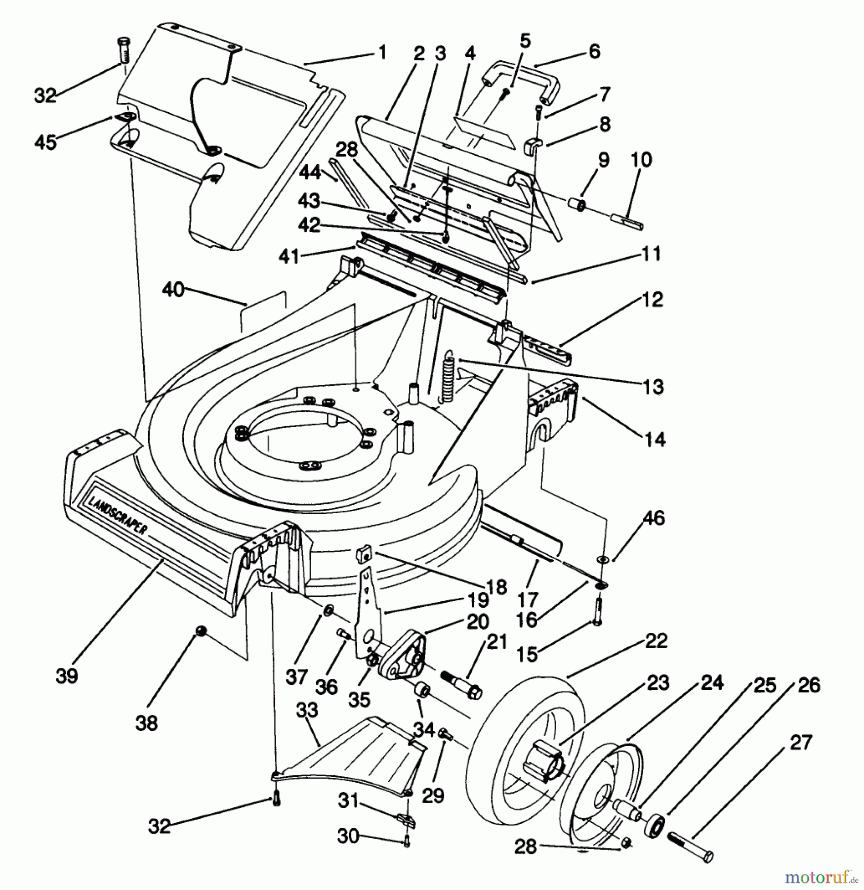  Rasenmäher 22581 - Toro Walk-Behind Mower (SN: 1000001 - 1999999) (1991) HOUSING & WHEEL ASSEMBLY