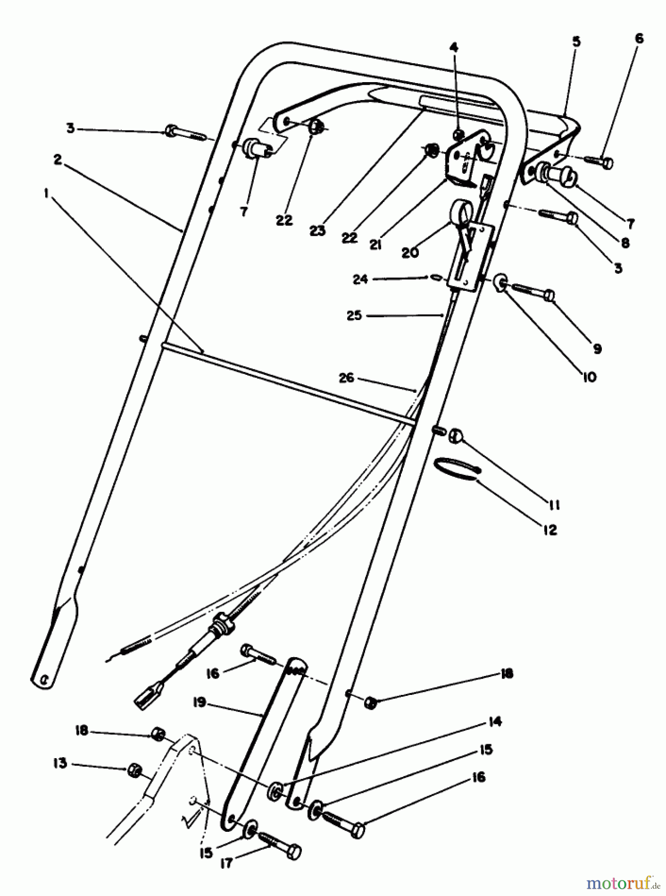  Rasenmäher 22622 - Toro Walk-Behind Mower (SN: 2000001 - 2999999) (1992) HANDLE ASSEMBLY