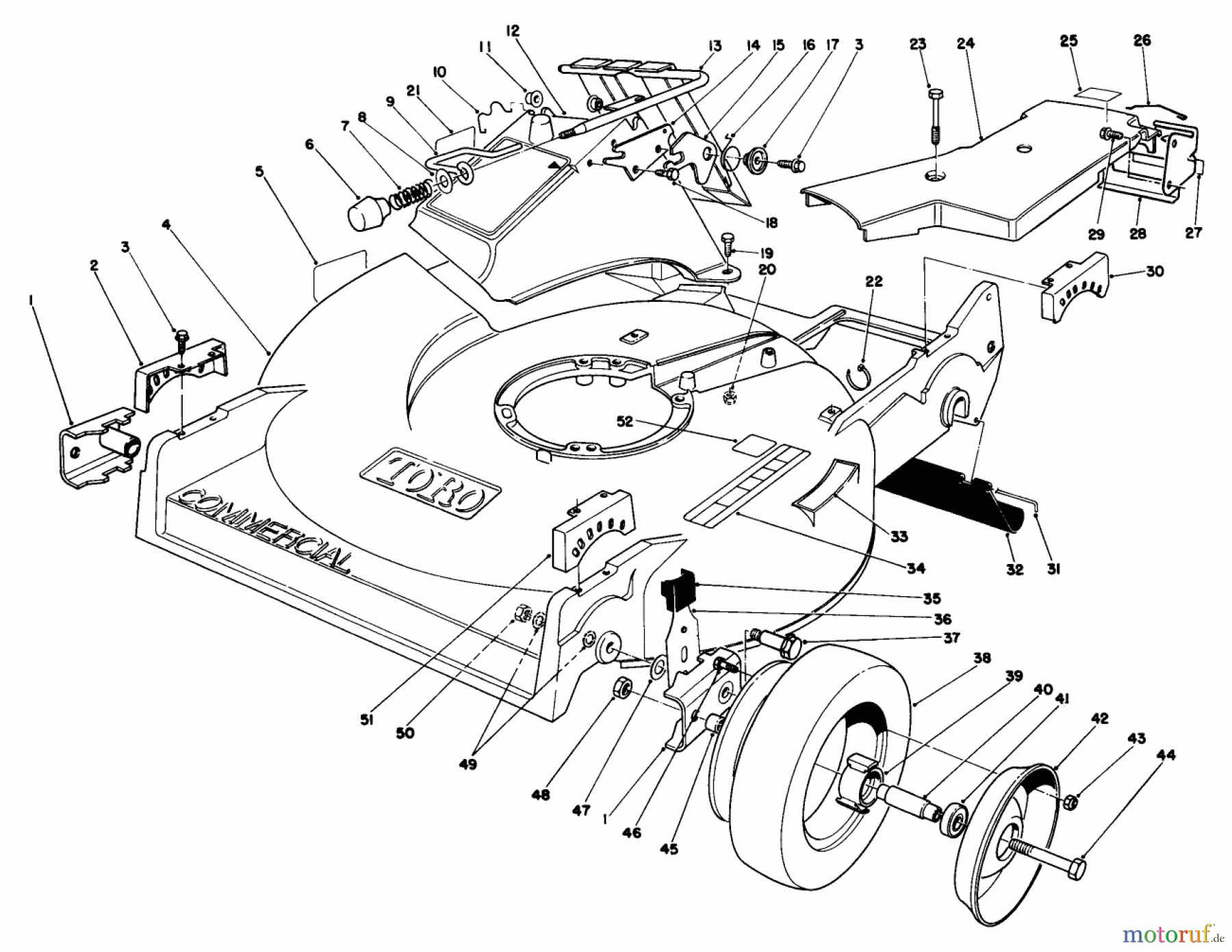  Rasenmäher 22622 - Toro Walk-Behind Mower (SN: 2000001 - 2999999) (1992) HOUSING ASSEMBLY (MODEL 22622)