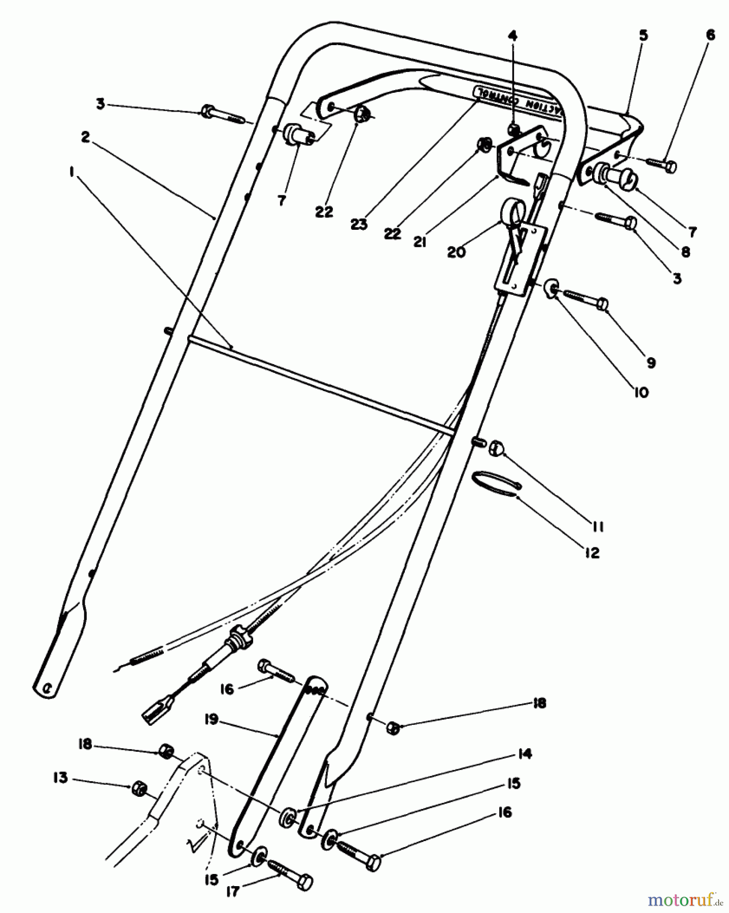  Rasenmäher 22621 - Toro Walk-Behind Mower (SN: 8000001 - 8999999) (1988) HANDLE ASSEMBLY