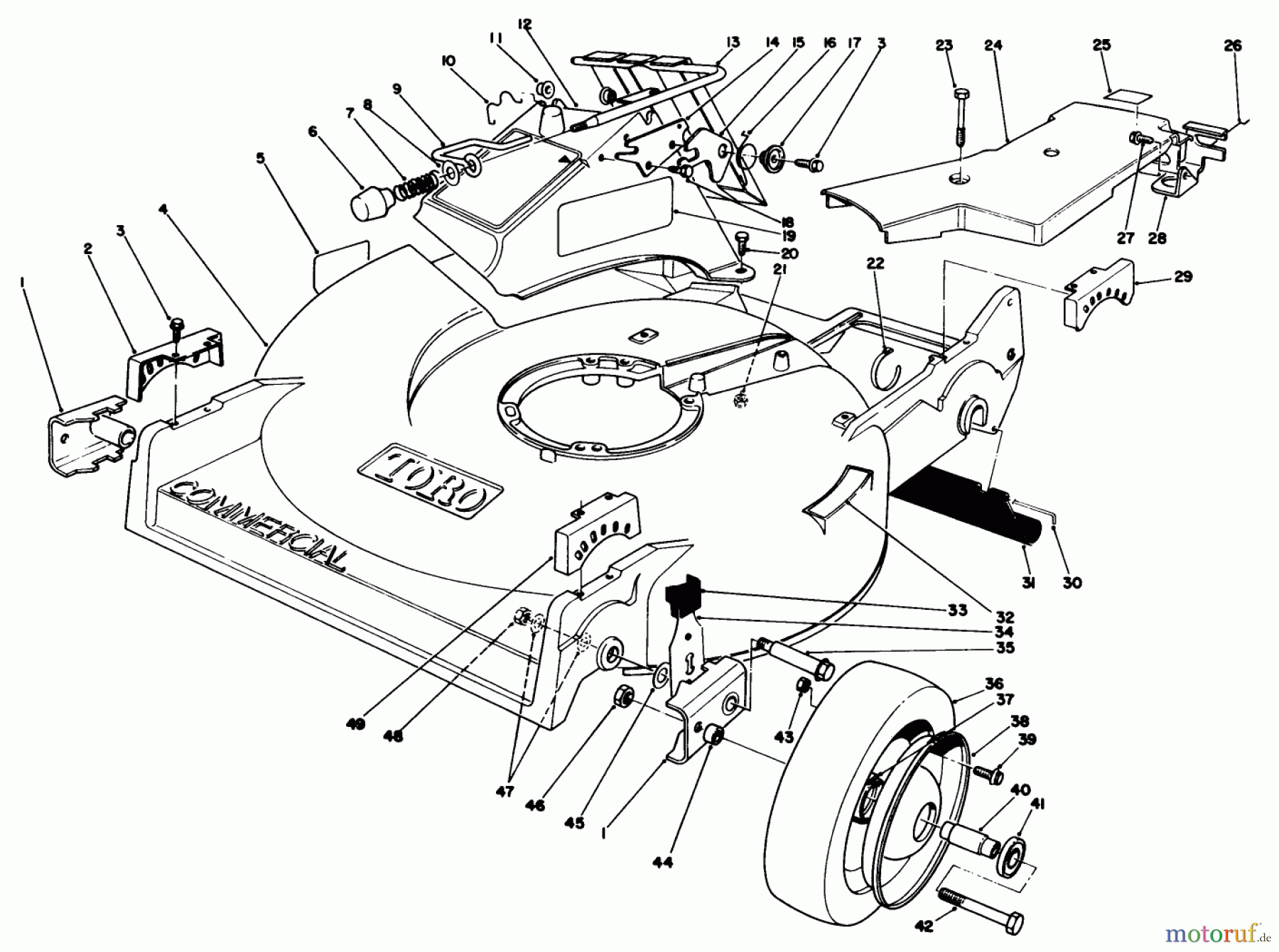  Rasenmäher 22621 - Toro Walk-Behind Mower (SN: 8000001 - 8999999) (1988) HOUSING ASSEMBLY